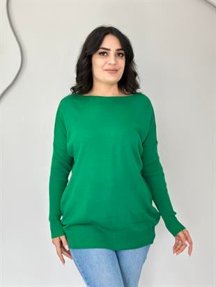 Selanik Çimen Yeşil Cepli Triko Bluz A419