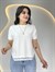 Wor Beyaz Bisiklet Yaka Dantel Detaylı Tasarım Tshirt Bluz D129