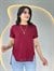 Wor Bordo Bisiklet Yaka Dantel Detaylı Tasarım Tshirt Bluz D129