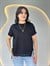 Wor Siyah Bisiklet Yaka Dantel Detaylı Tasarım Tshirt Bluz D129