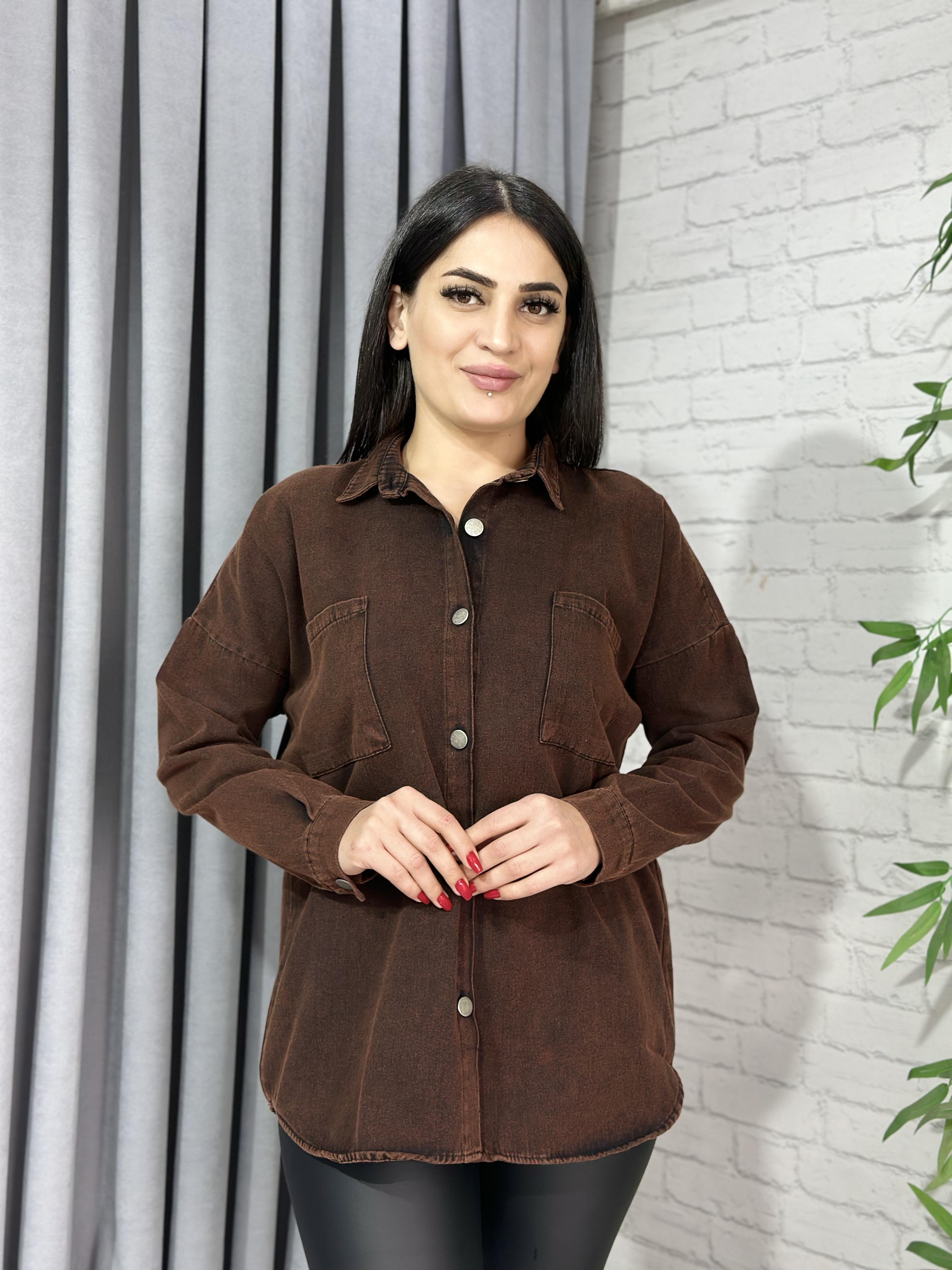 Acı Kahve Çift Cepli Pamuklu Gabardin Gömlek