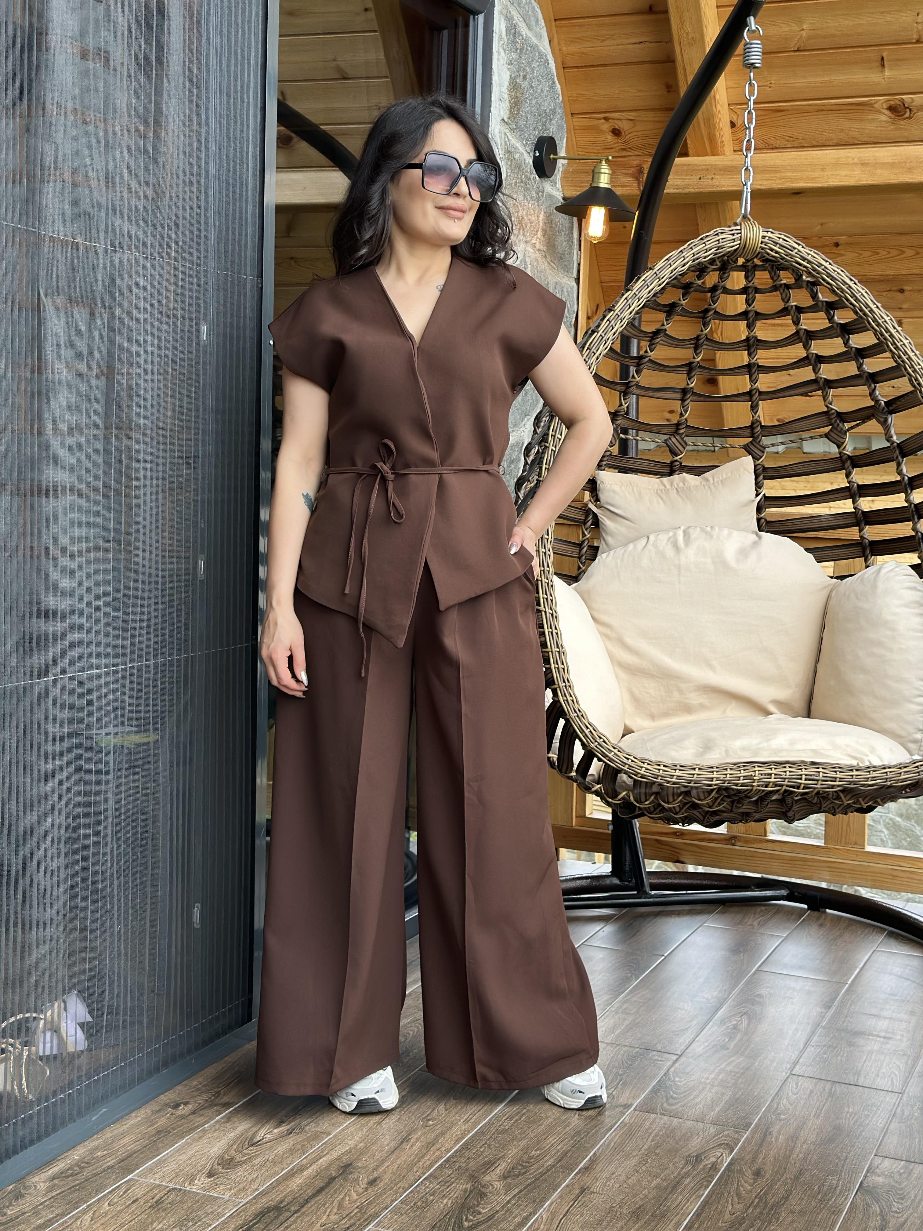 Acı Kahve Premium Atlas Kumaş Yelek Pantolon Takım A121