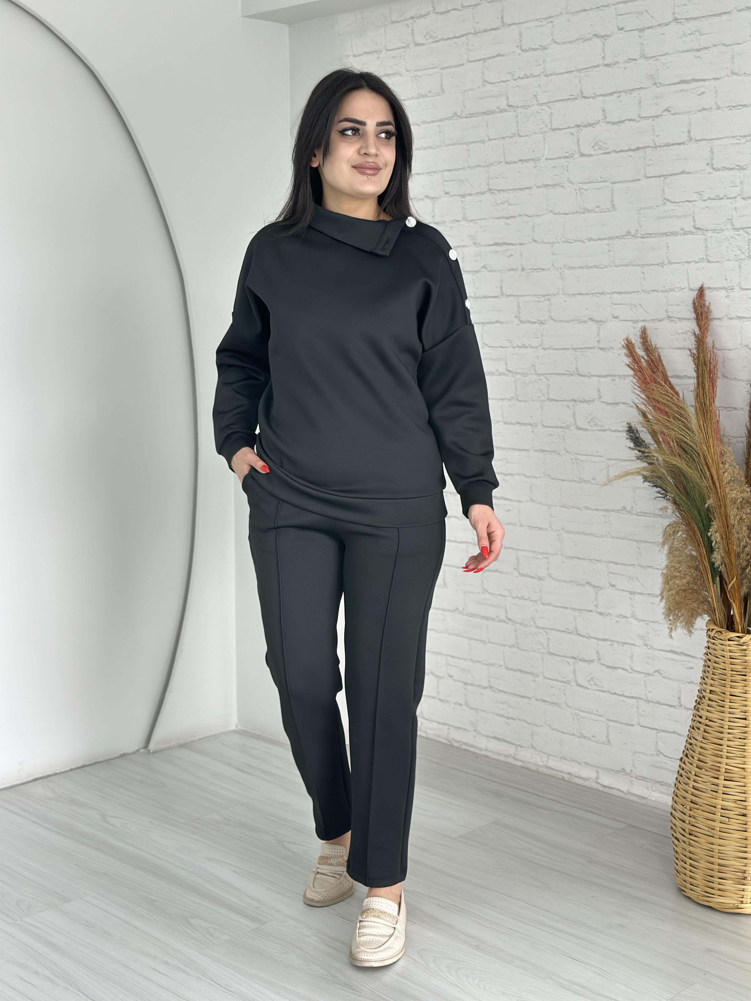 Arla Siyah Düğmeli Scuba İkili Takım D007