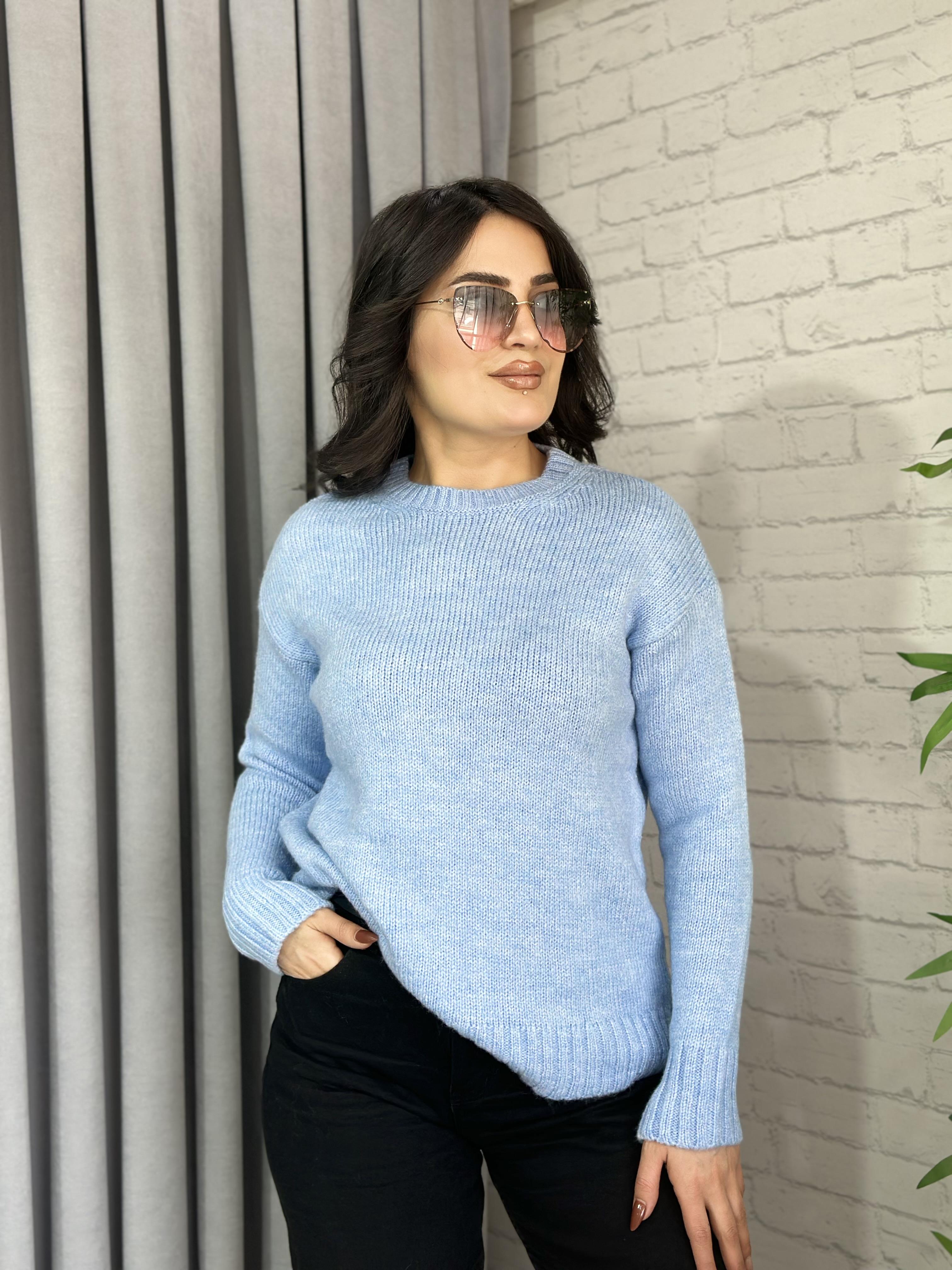 Bebe Mavisi Orijinal  Bisiklet Yaka Oversize Yün Kazak  A300