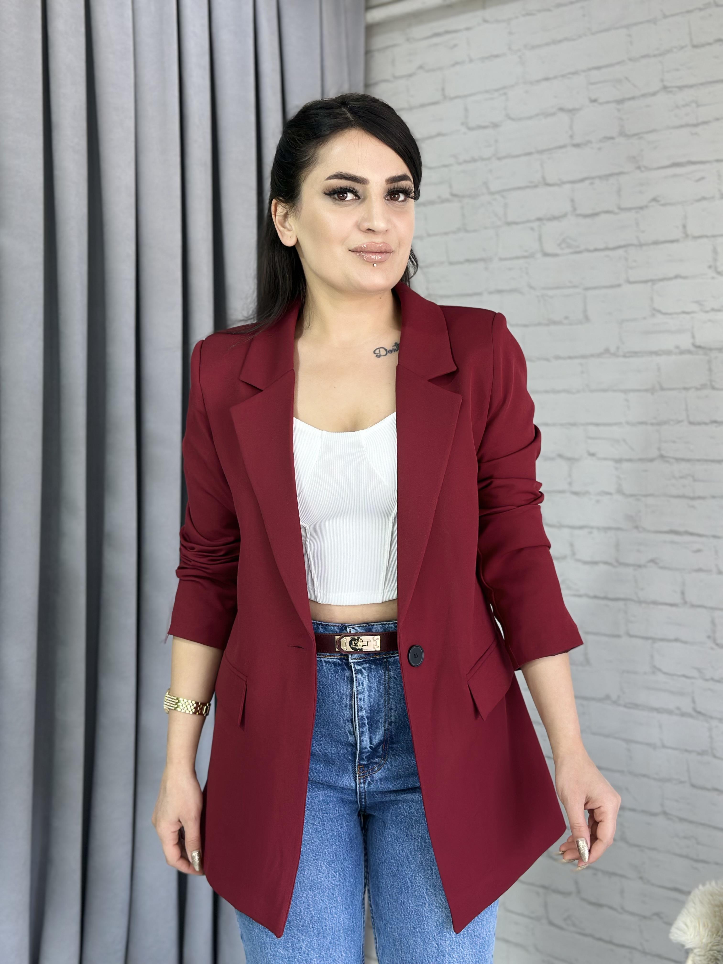 Bordo Atlas Tek Düğme Astarlı Ceket  A025