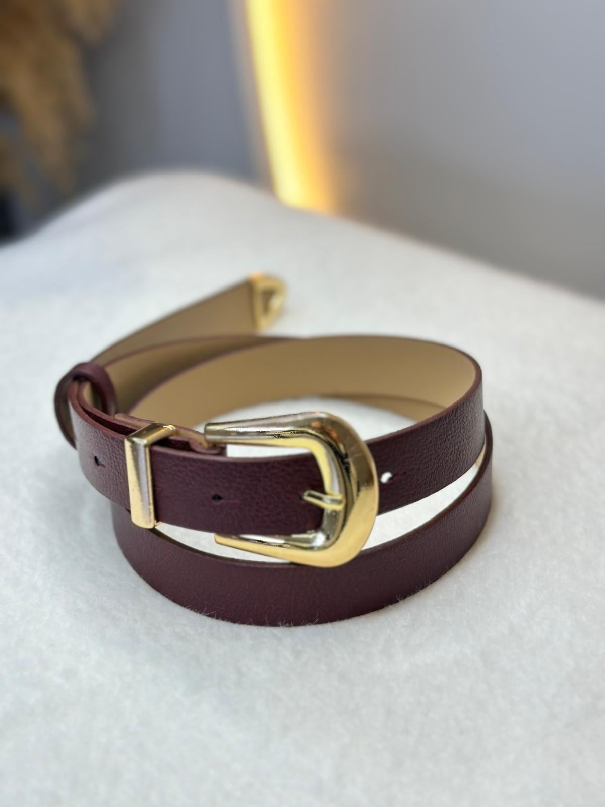 Bordo Gold İthal Tokalı Kemer C2323