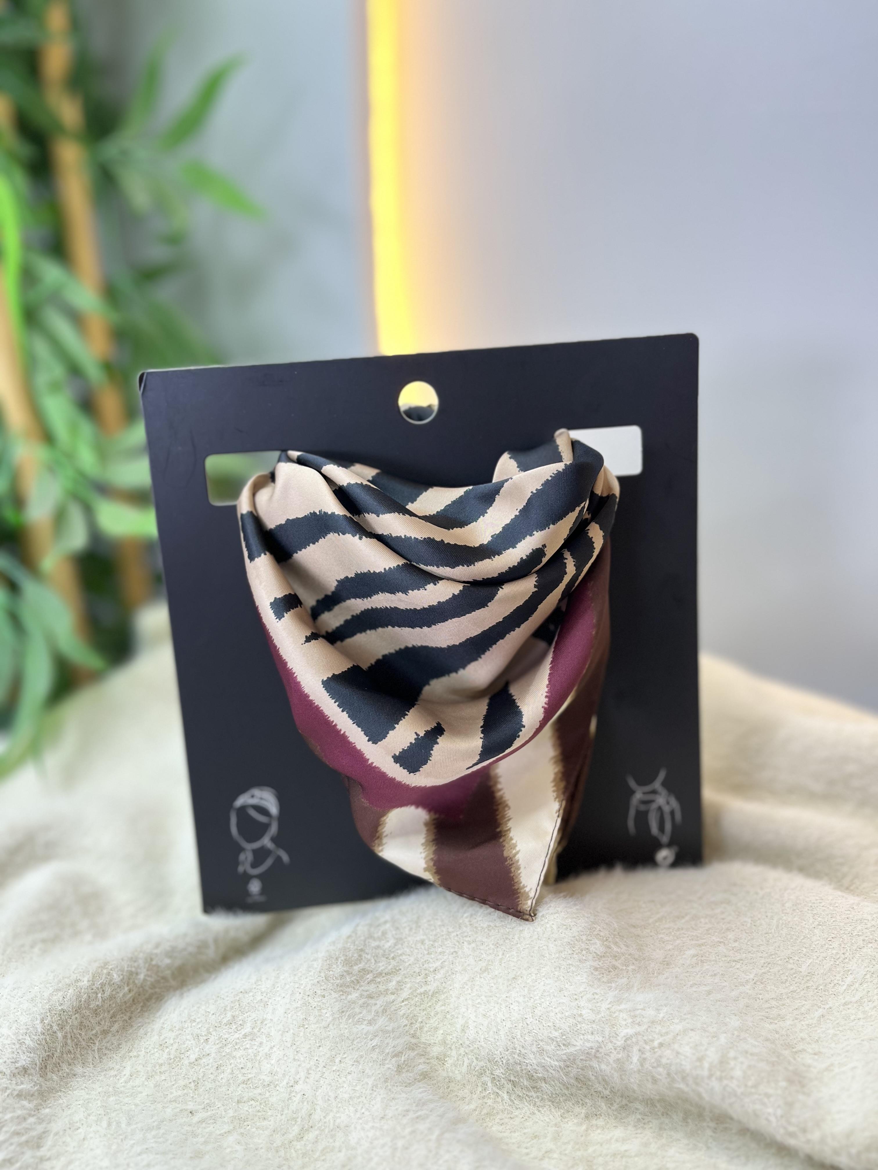 Bordo Zebra Desenli Fular A777
