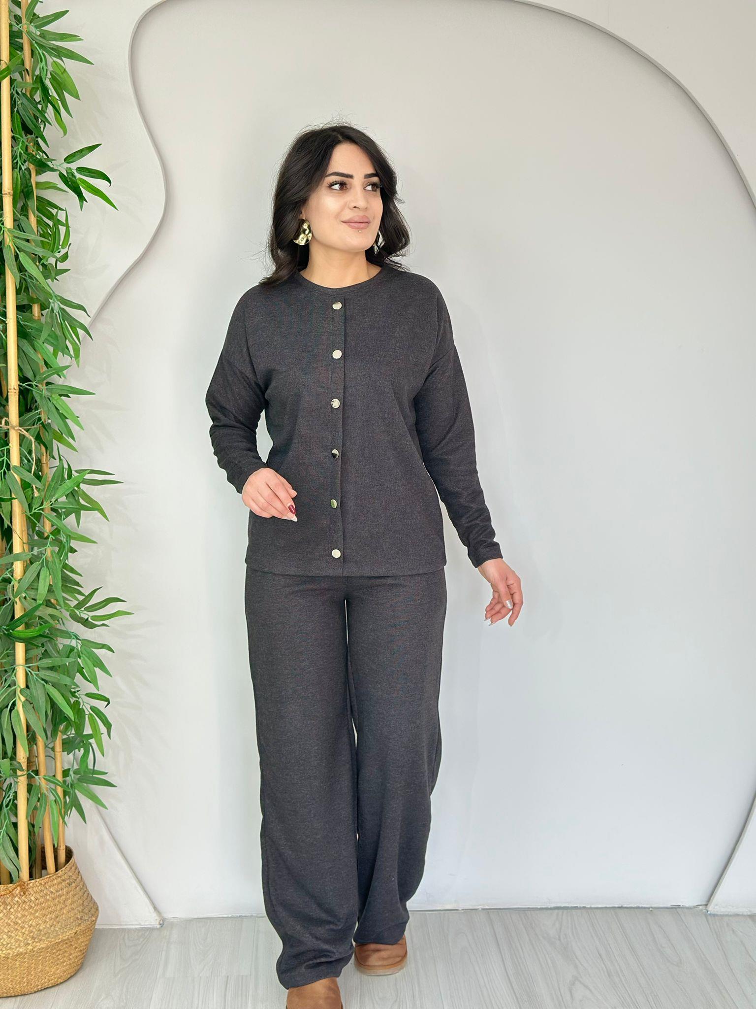 Dara Antrasit Gümüş Çıtçıt Görünümlü İkiiplik Alt Üst İkili Takım A5656