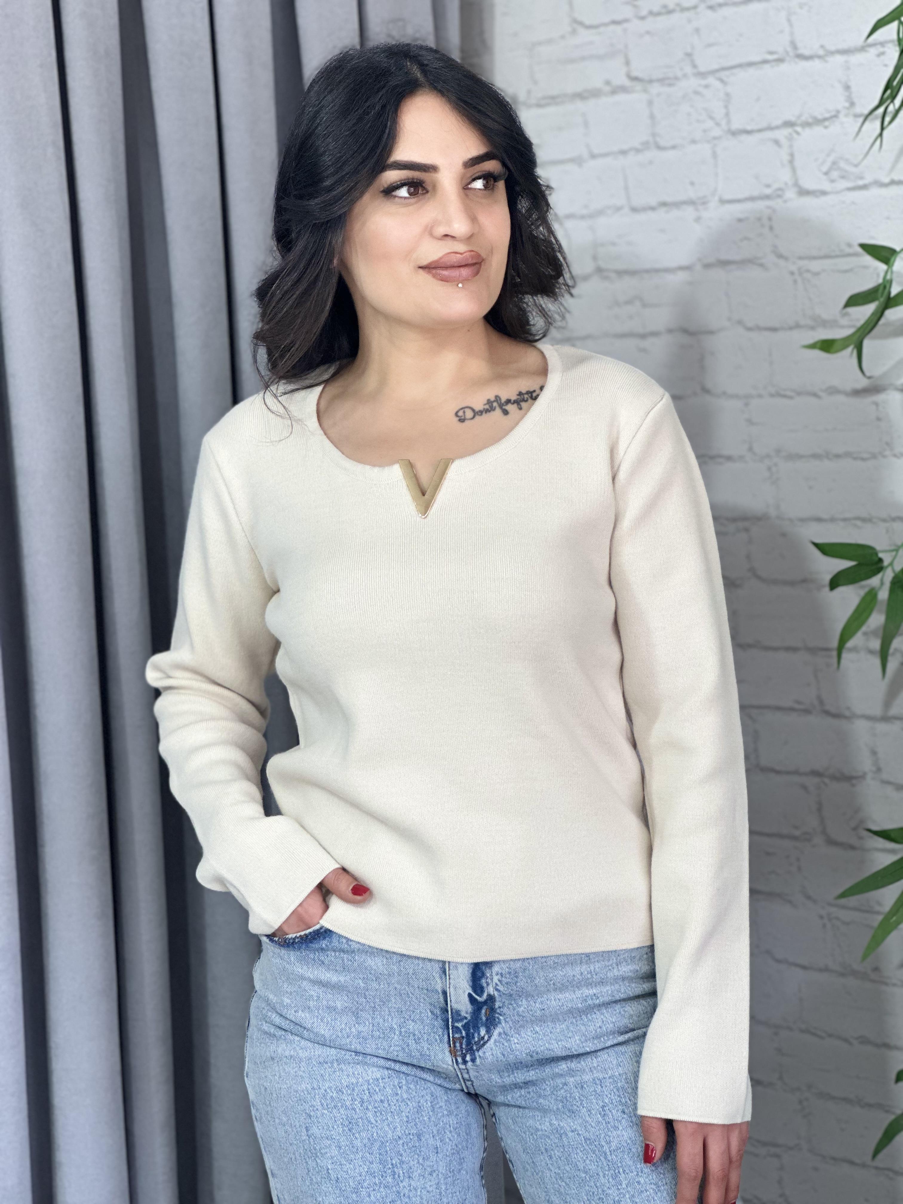 Ekru Gold Tokalı Triko Penye