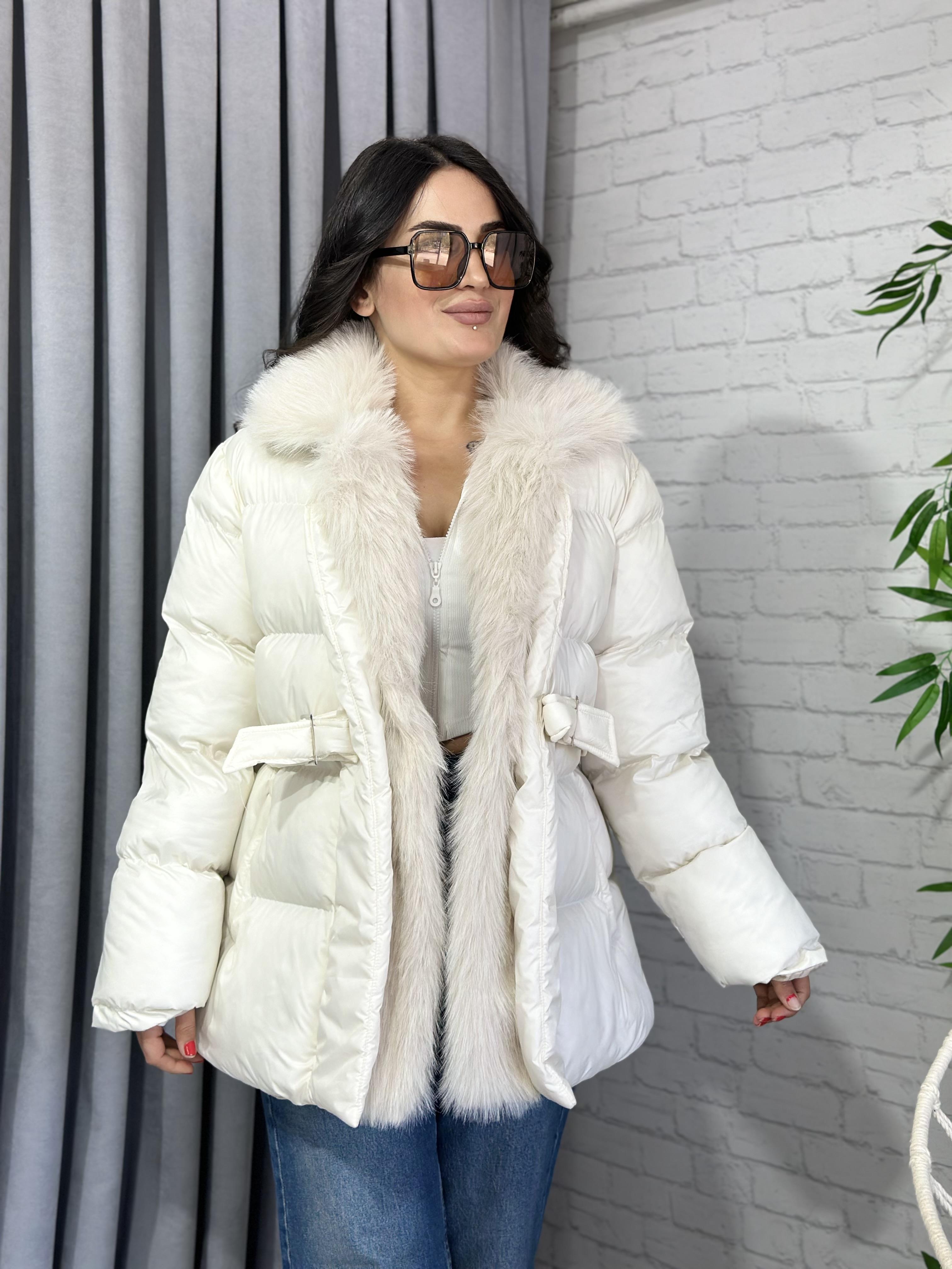 Ekru İçi Kürklü Beli Kemerli Hana Şişme Mont 
