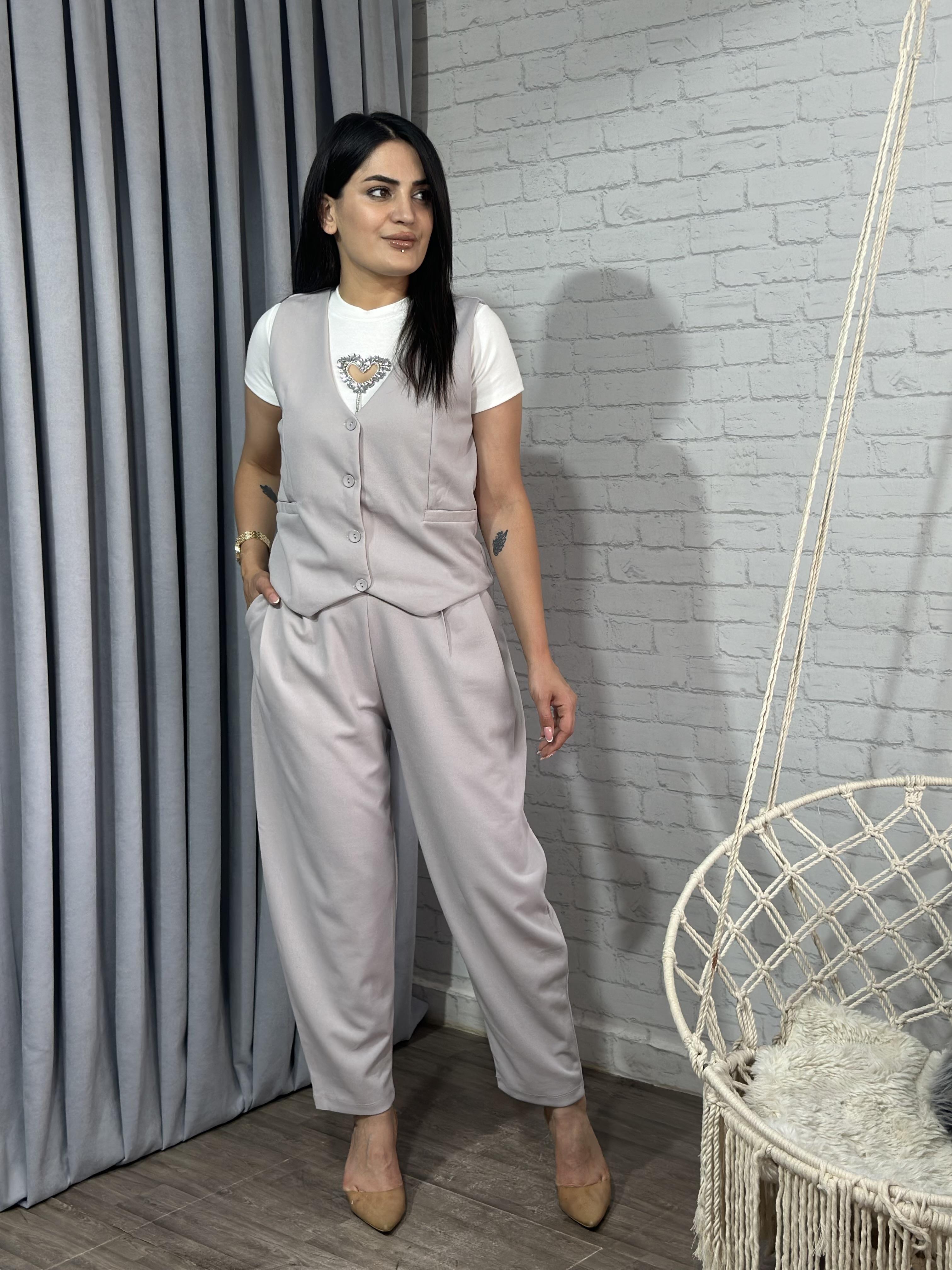 Gri Harem Cepken Pantolon İkili Takım