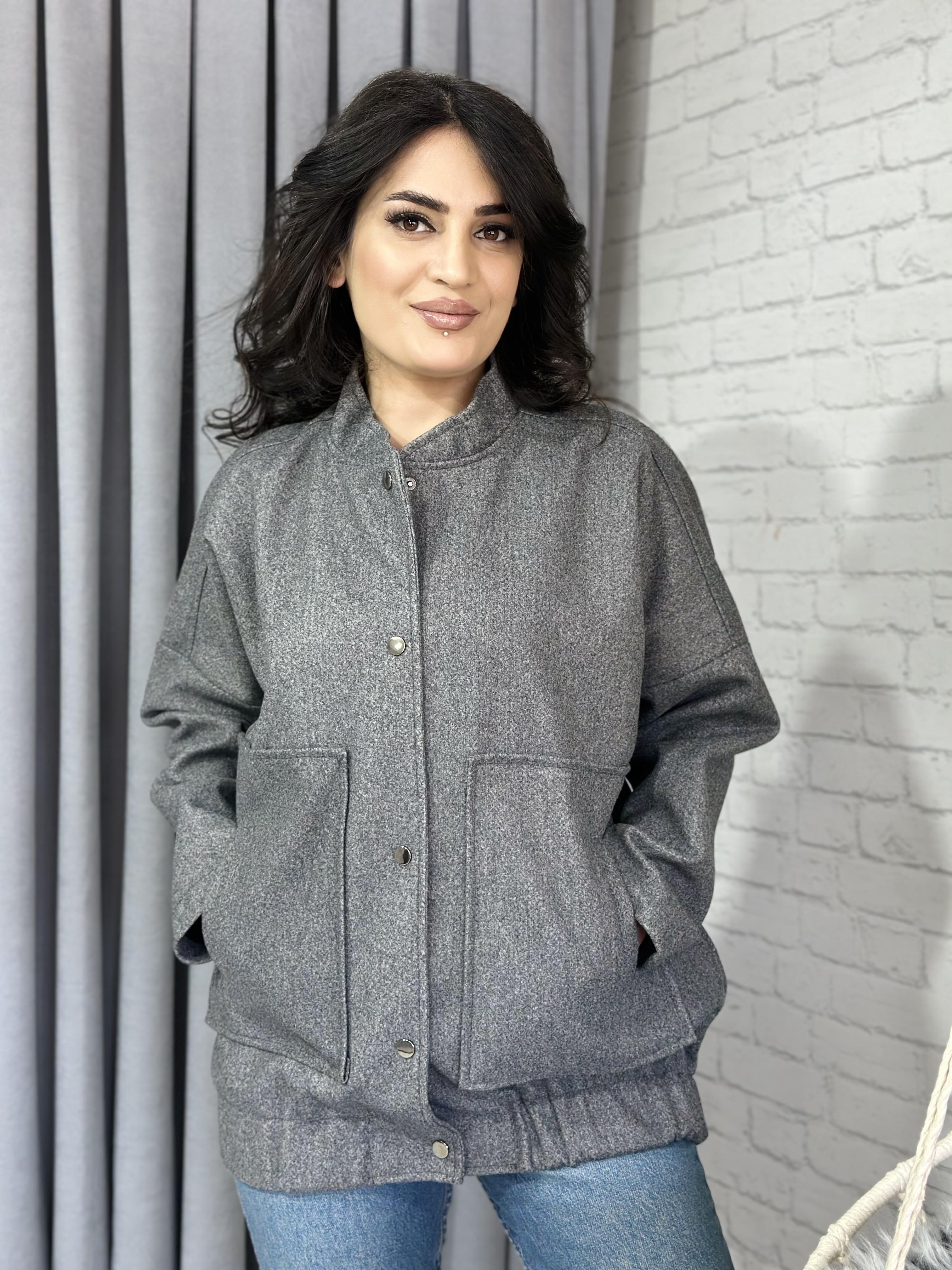 Gri Oversize Trend Cepli Kaşe Bomber Ceket Mont