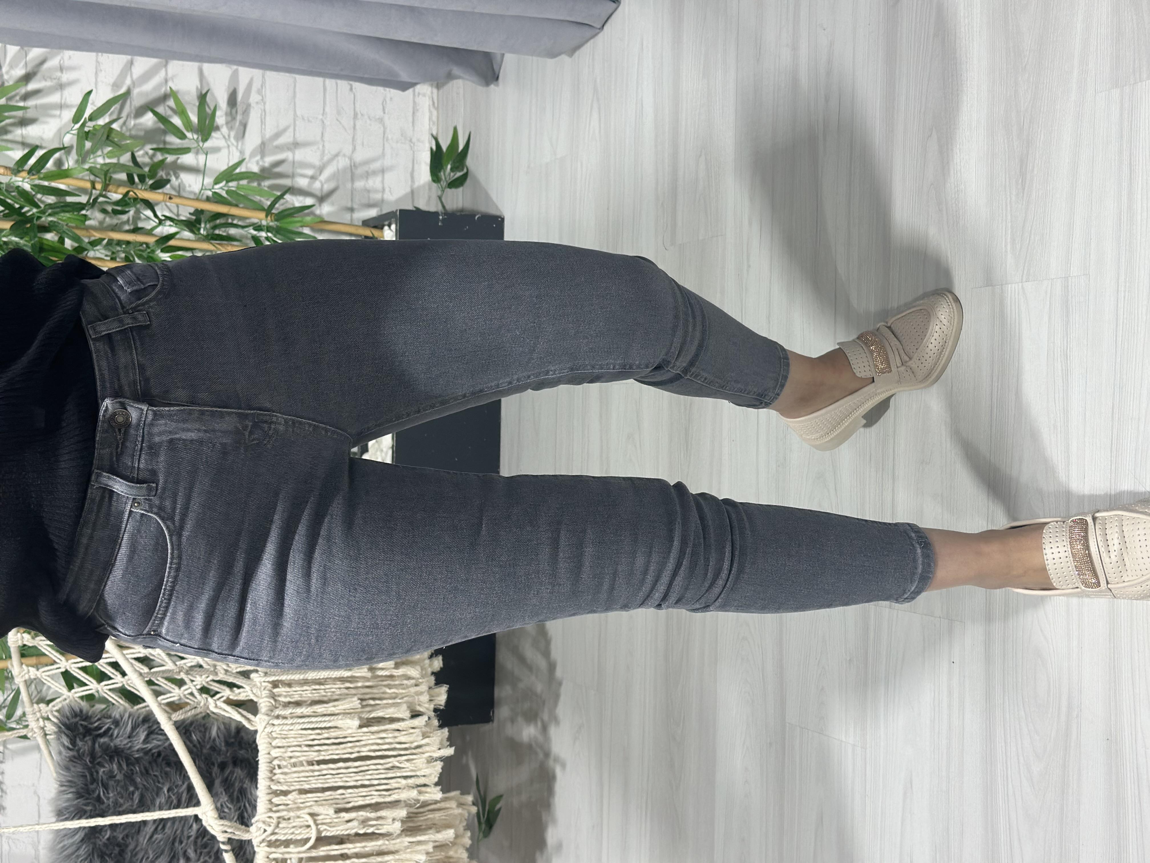 Gri  Yüksek Bel Skinny Jean