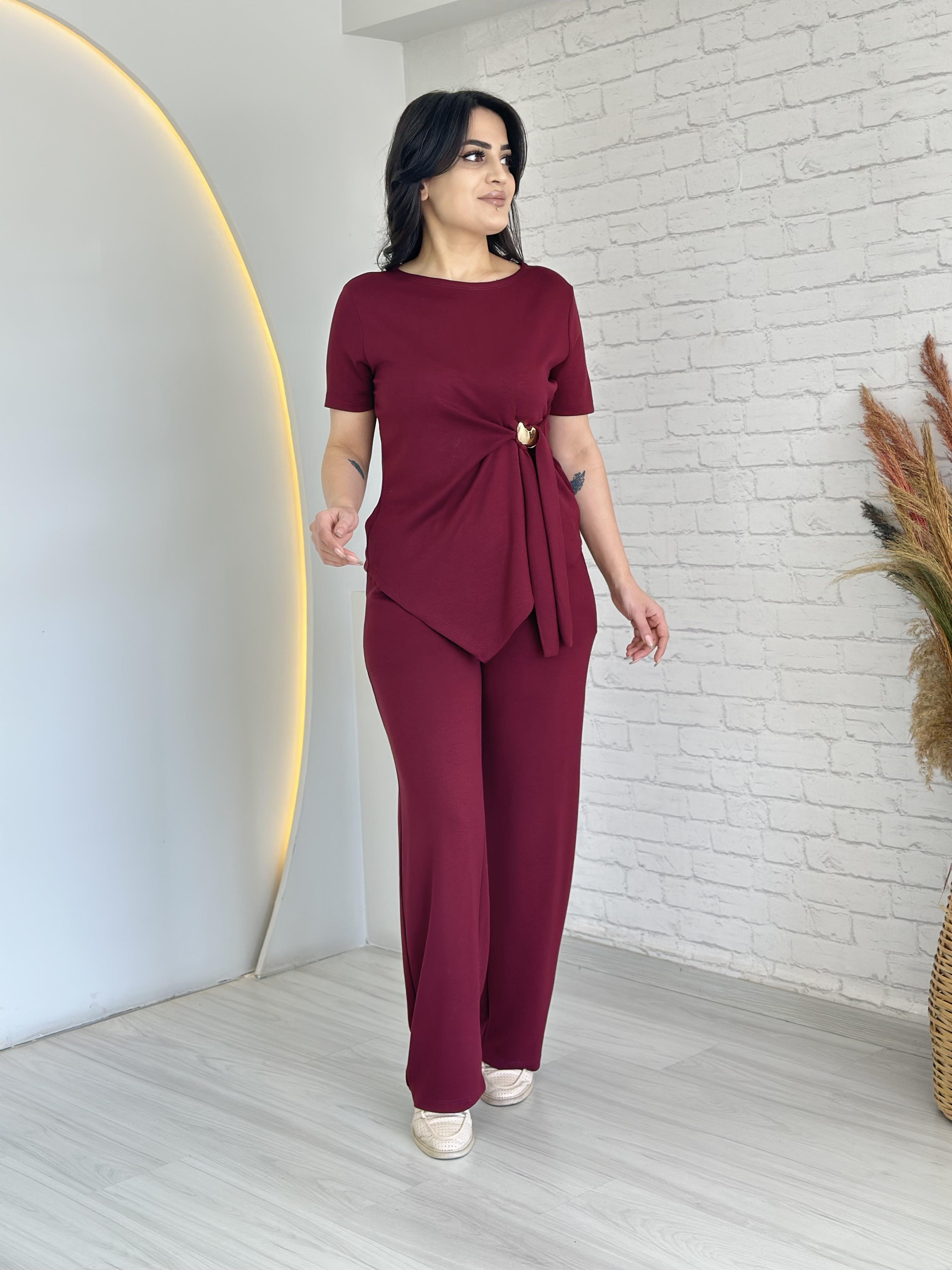 Hazel Bordo Yandan Gold Tokalı İkili Takım D033