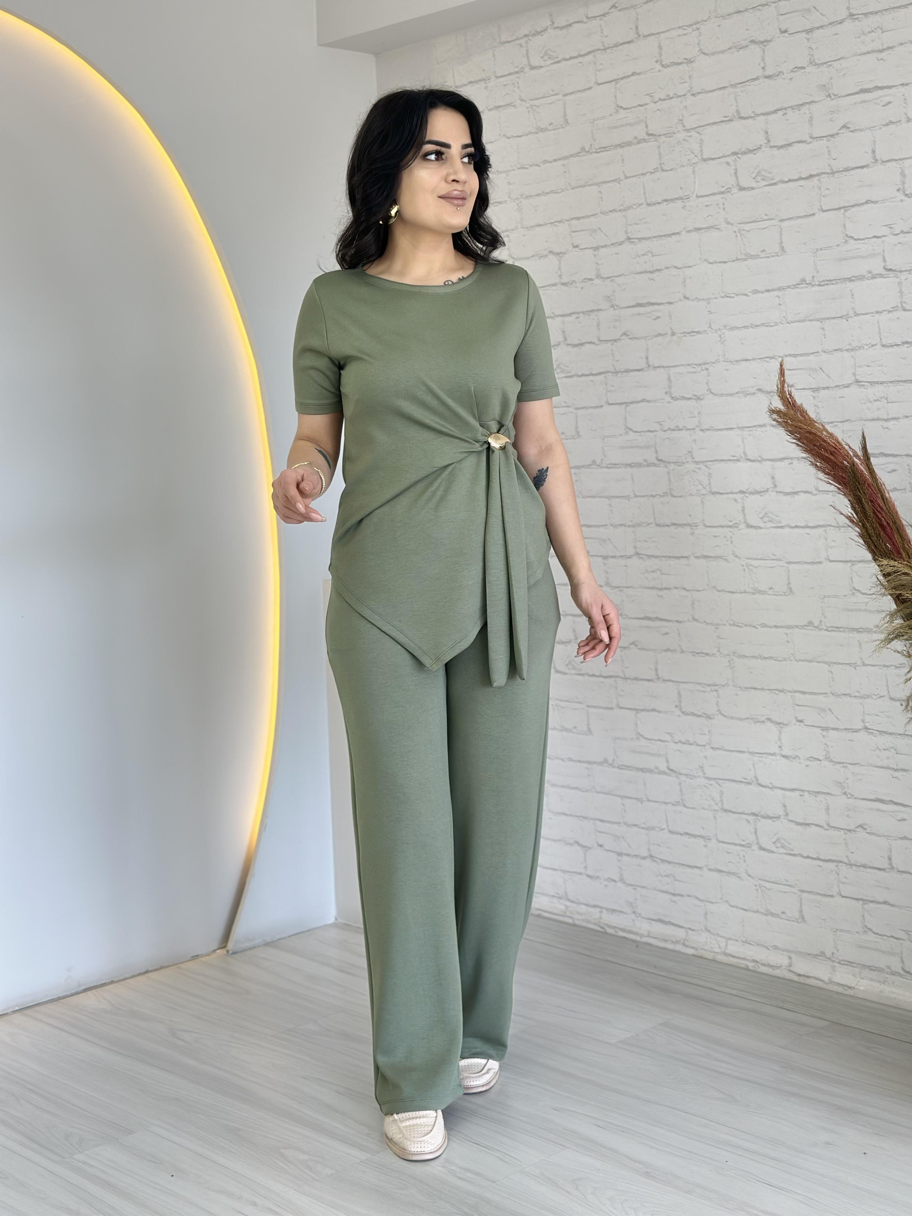 Hazel Haki  Yandan Gold Tokalı İkili Takım D033