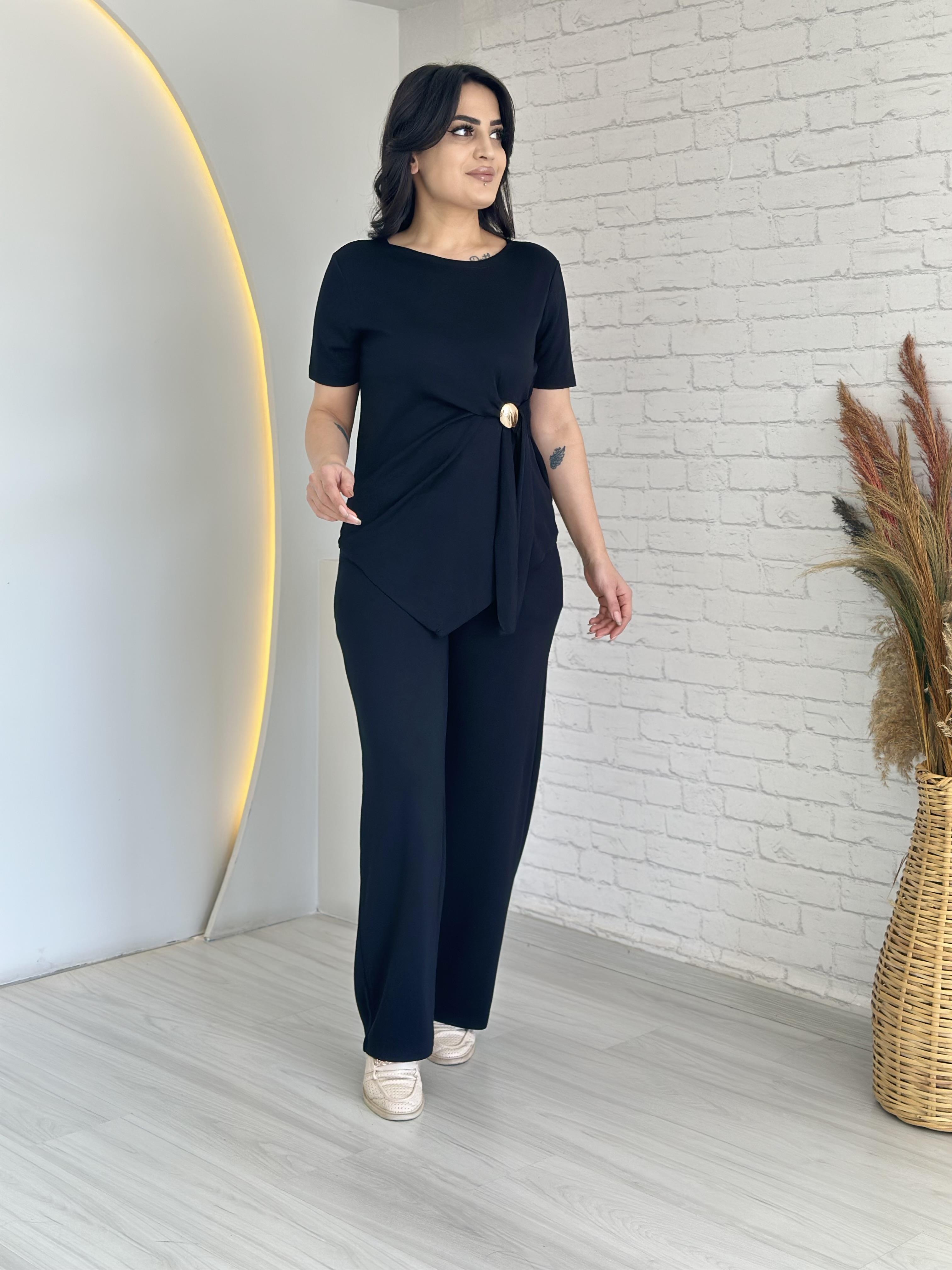 Hazel Siyah Yandan Gold Tokalı İkili Takım D033