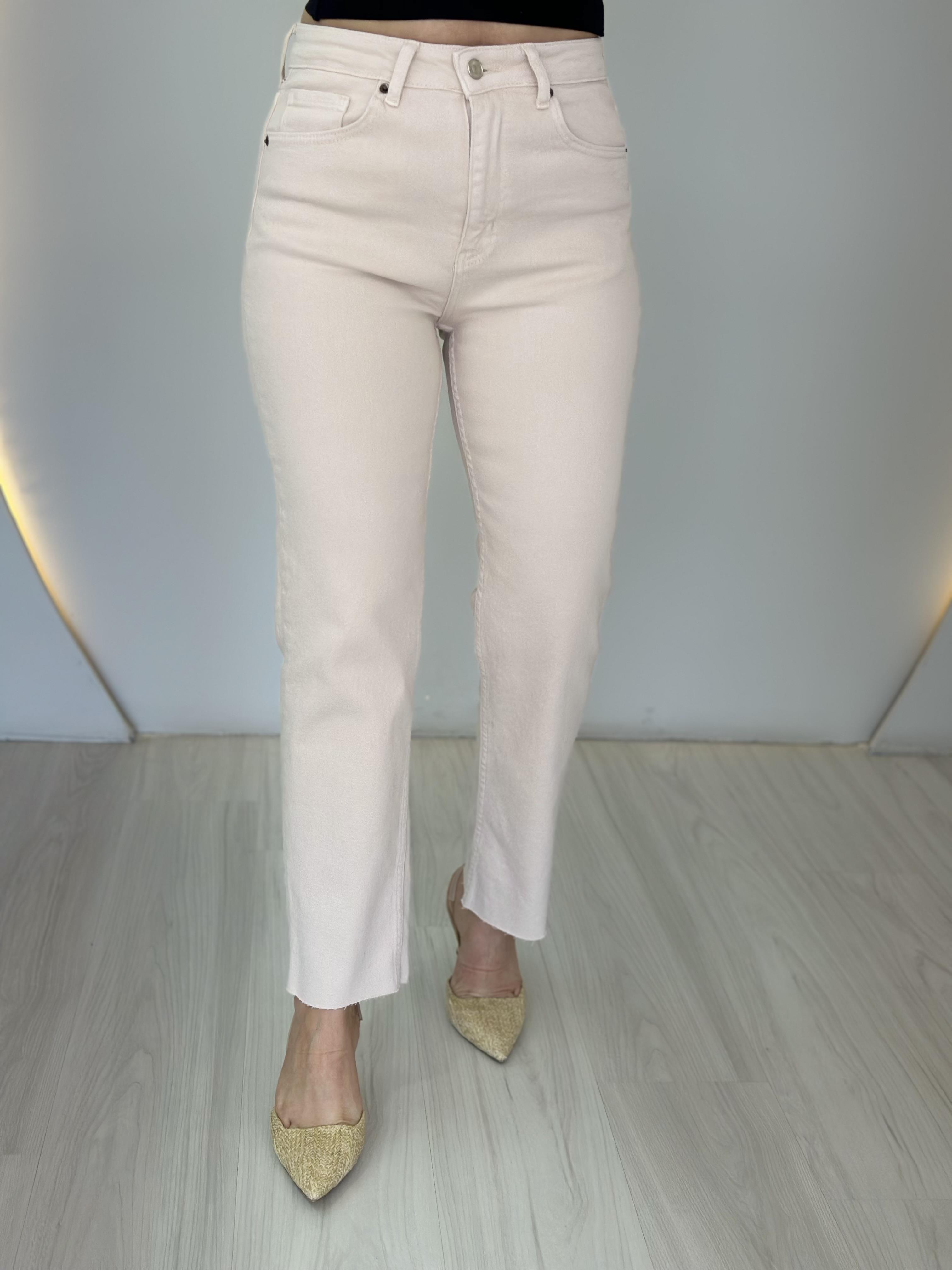 Joey Bej Yüksek Bel Orijinal Kesik Paça Fit Mom Jean D012