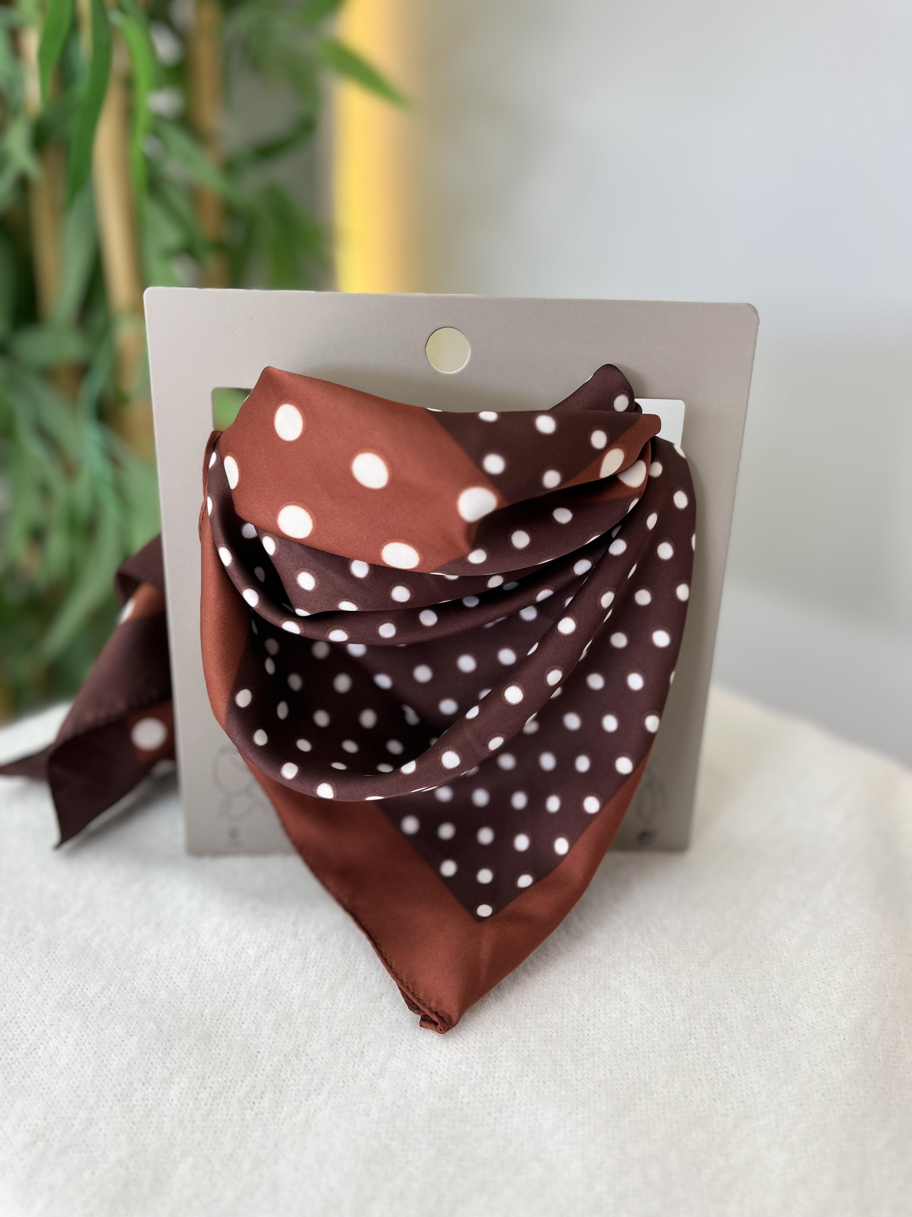 Kahve Puantiyeli İpek Şal A7474