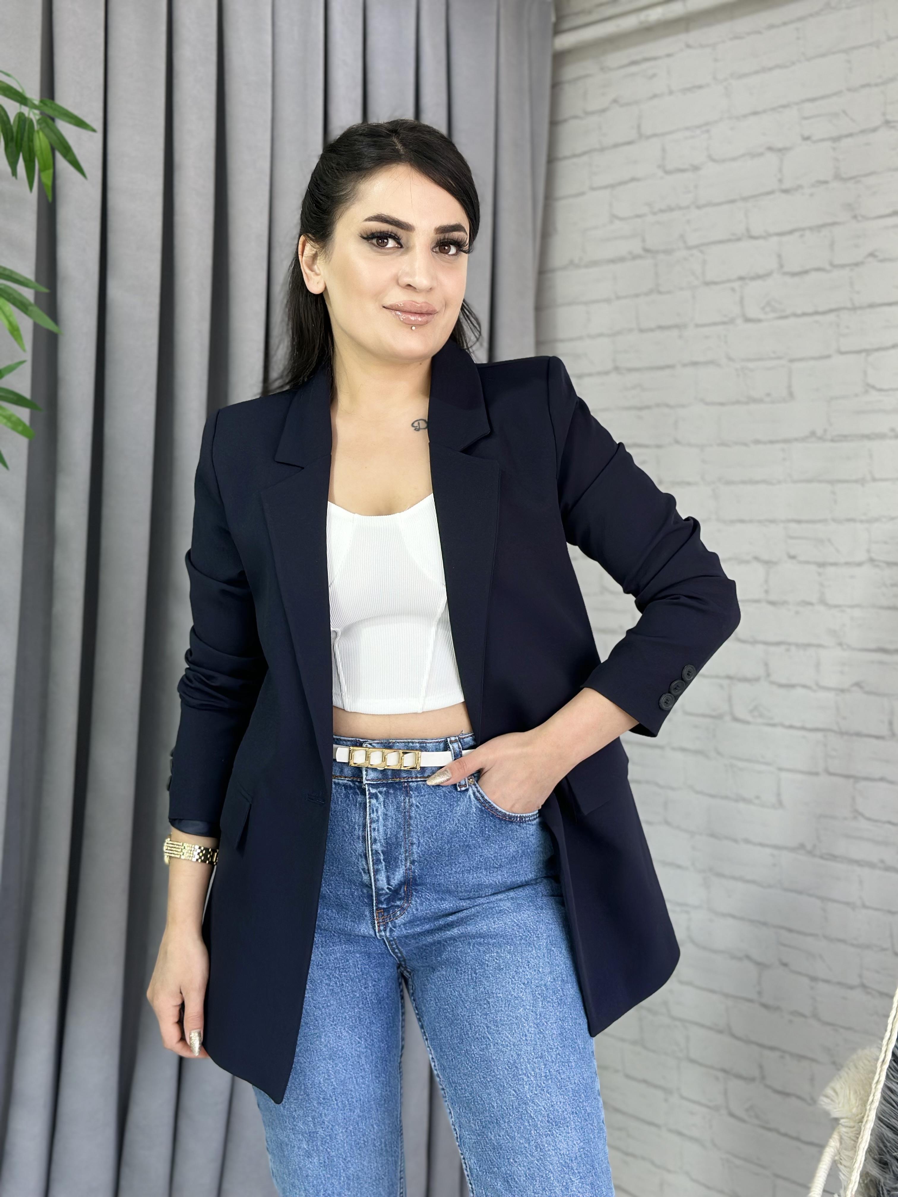 Lacivert Atlas Tek Düğme Astarlı Ceket A024