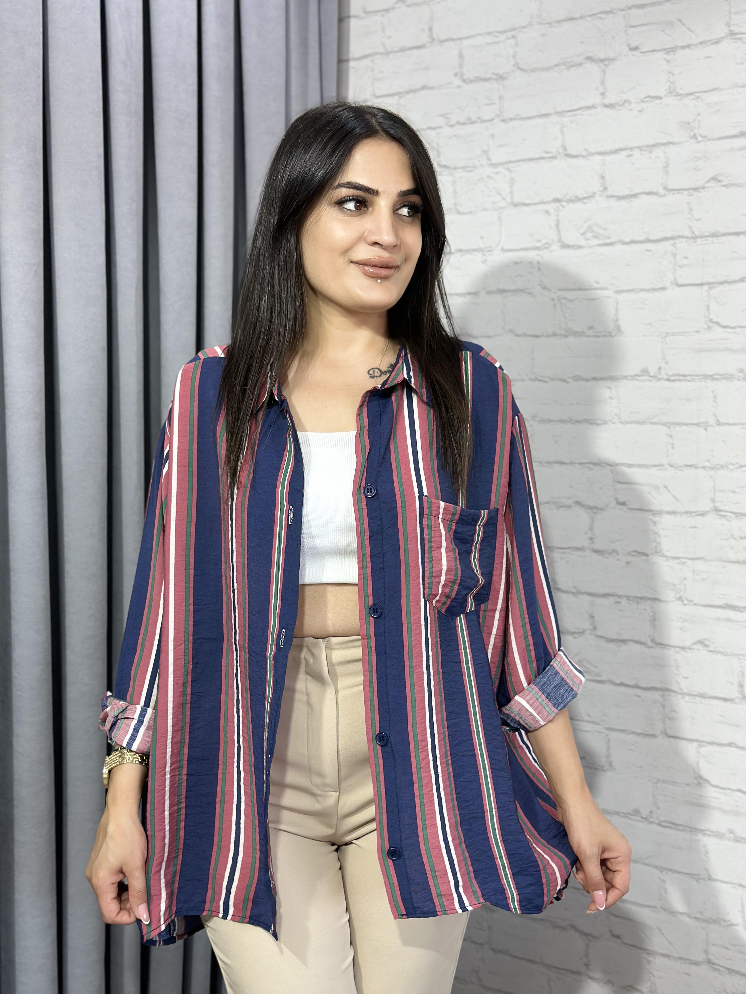 Lacivet Kiremit Cepli Bambu Pamuk Kumaş Oversize Gömlek