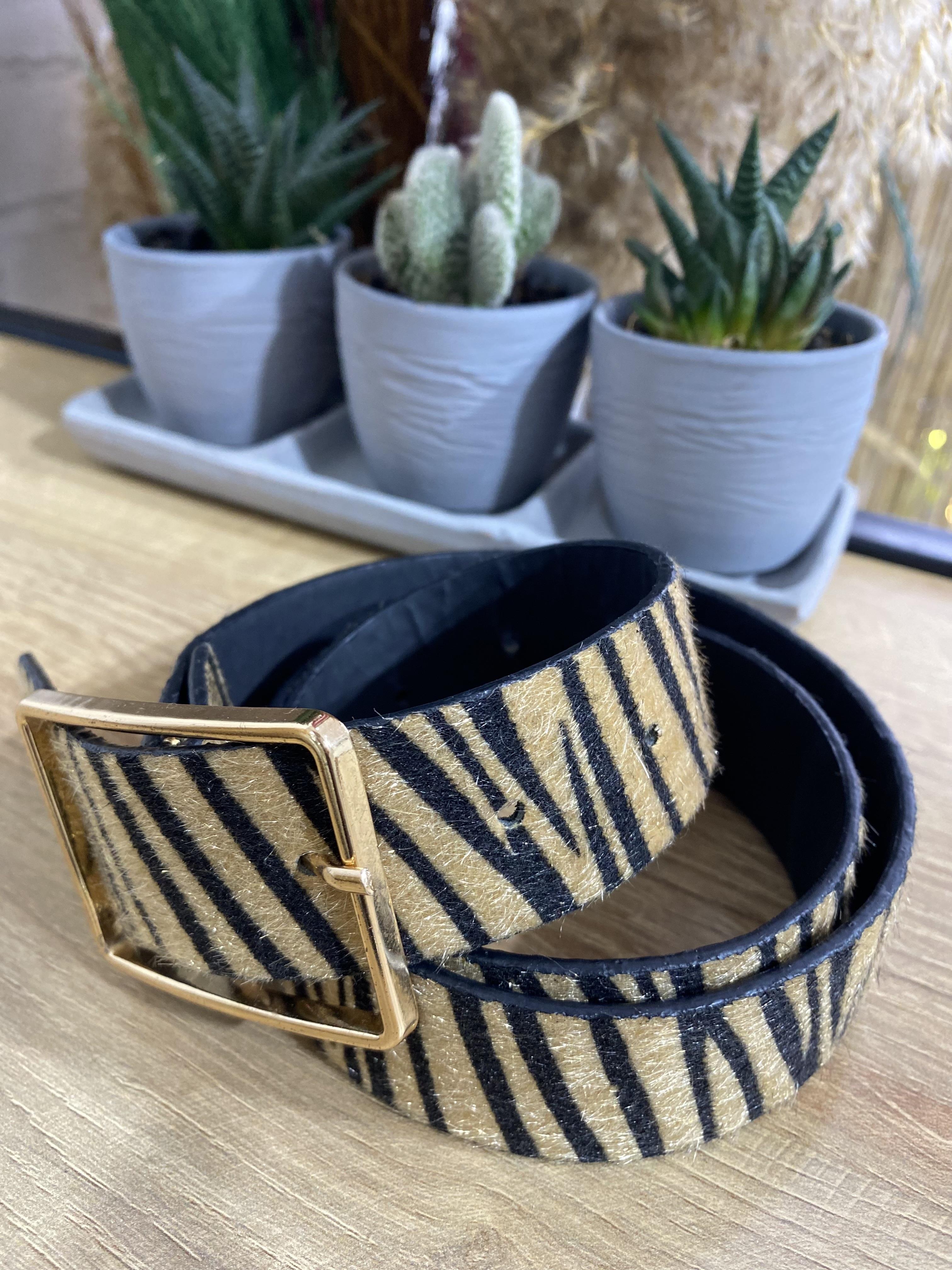 Leopar Desenli Tasarım Kemer 