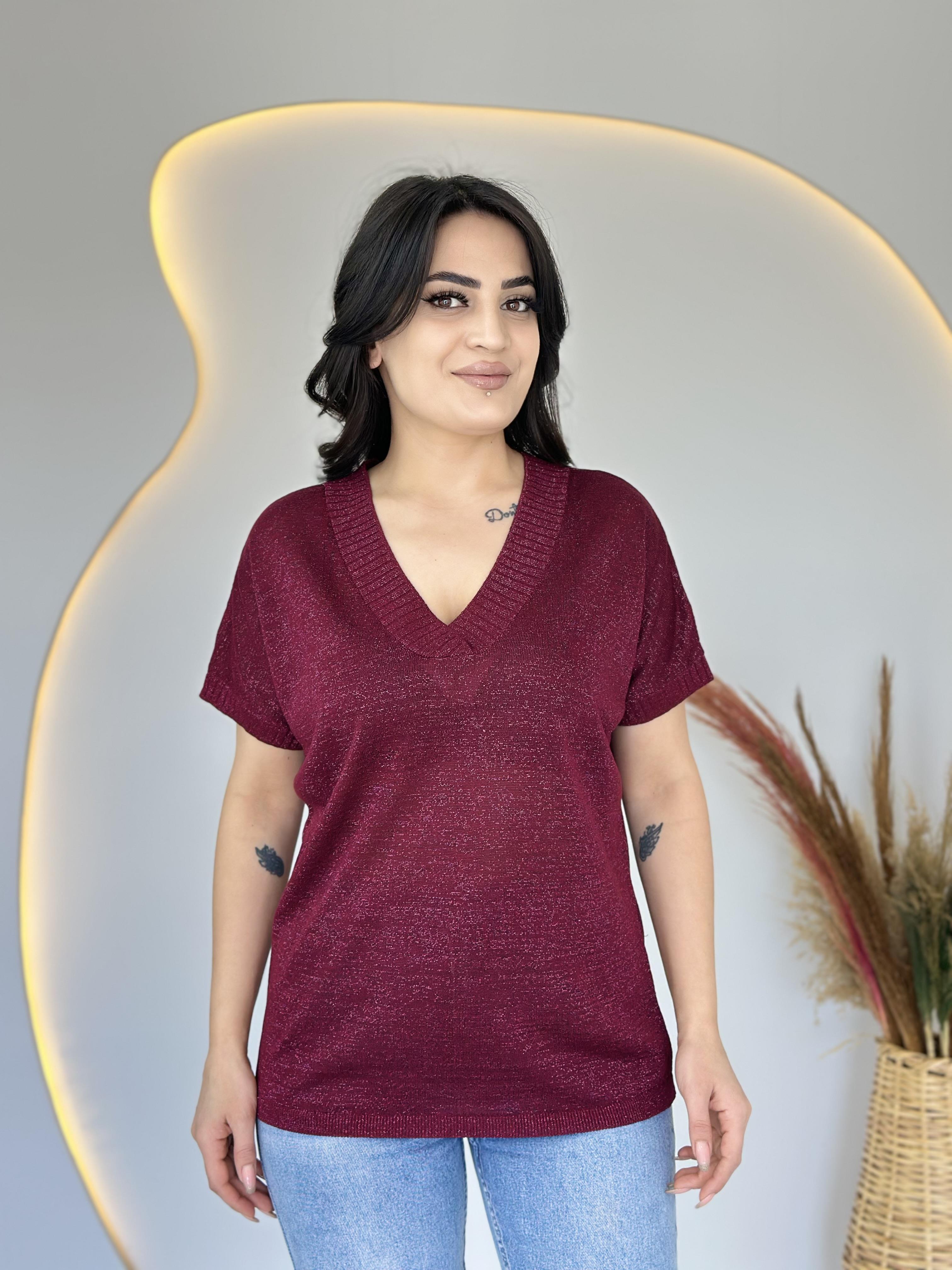 Lily Bordo V Yaka Simli Bluz D034