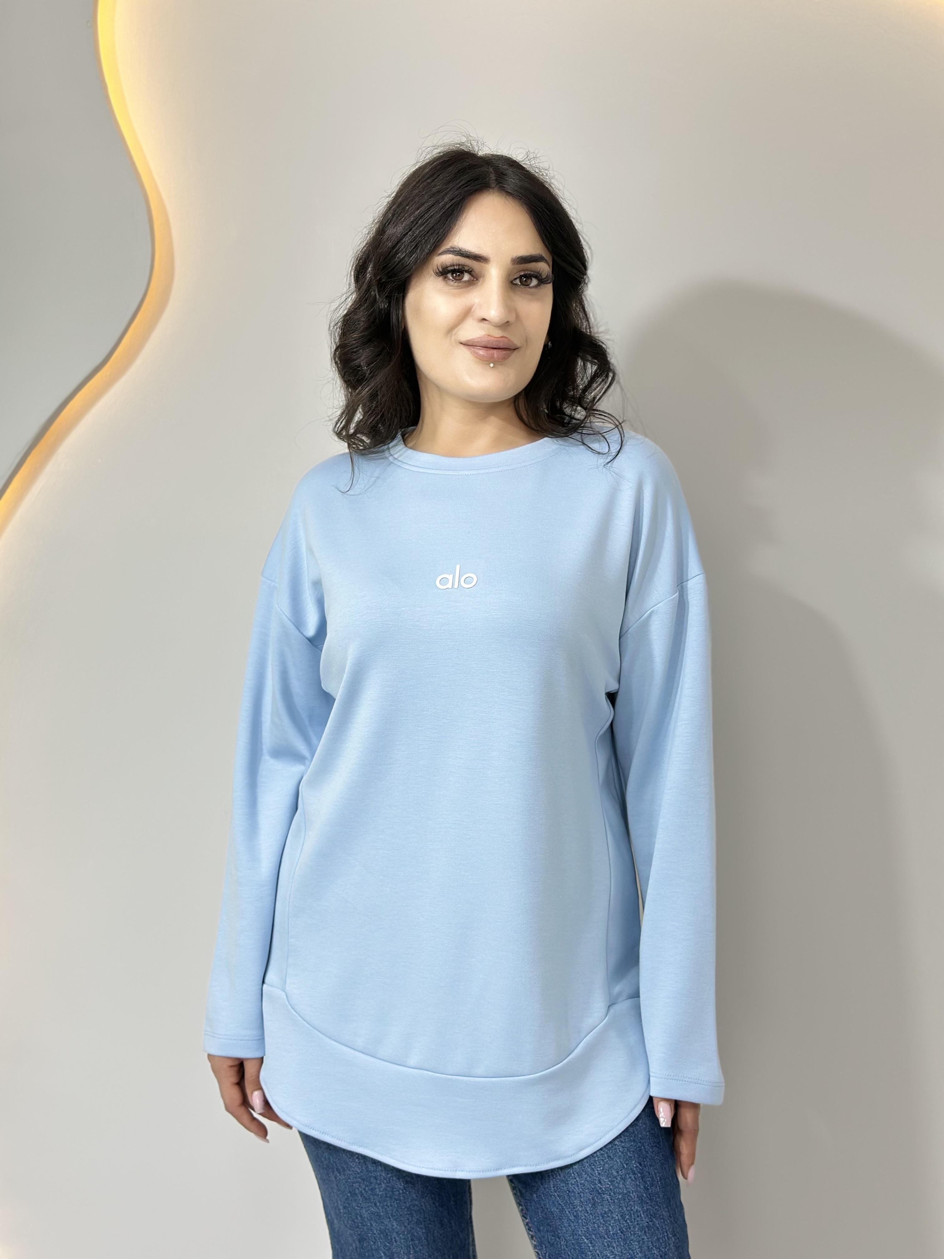Lova Bebe Mavisi  Alo Baskılı Modal Yumuşak Sweatshirt A042