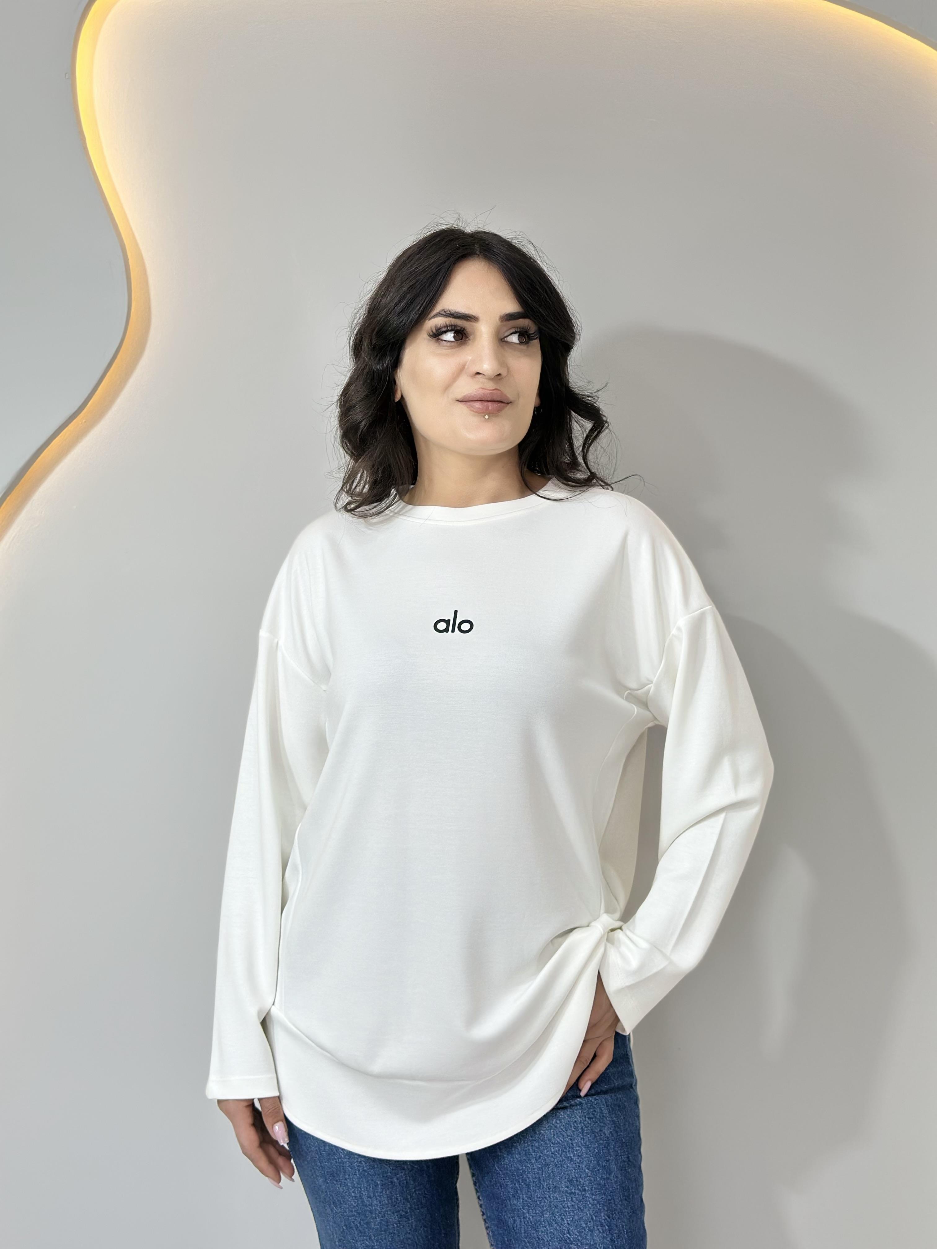 Lova Beyaz Alo Baskılı Modal Yumuşak Sweatshirt A034