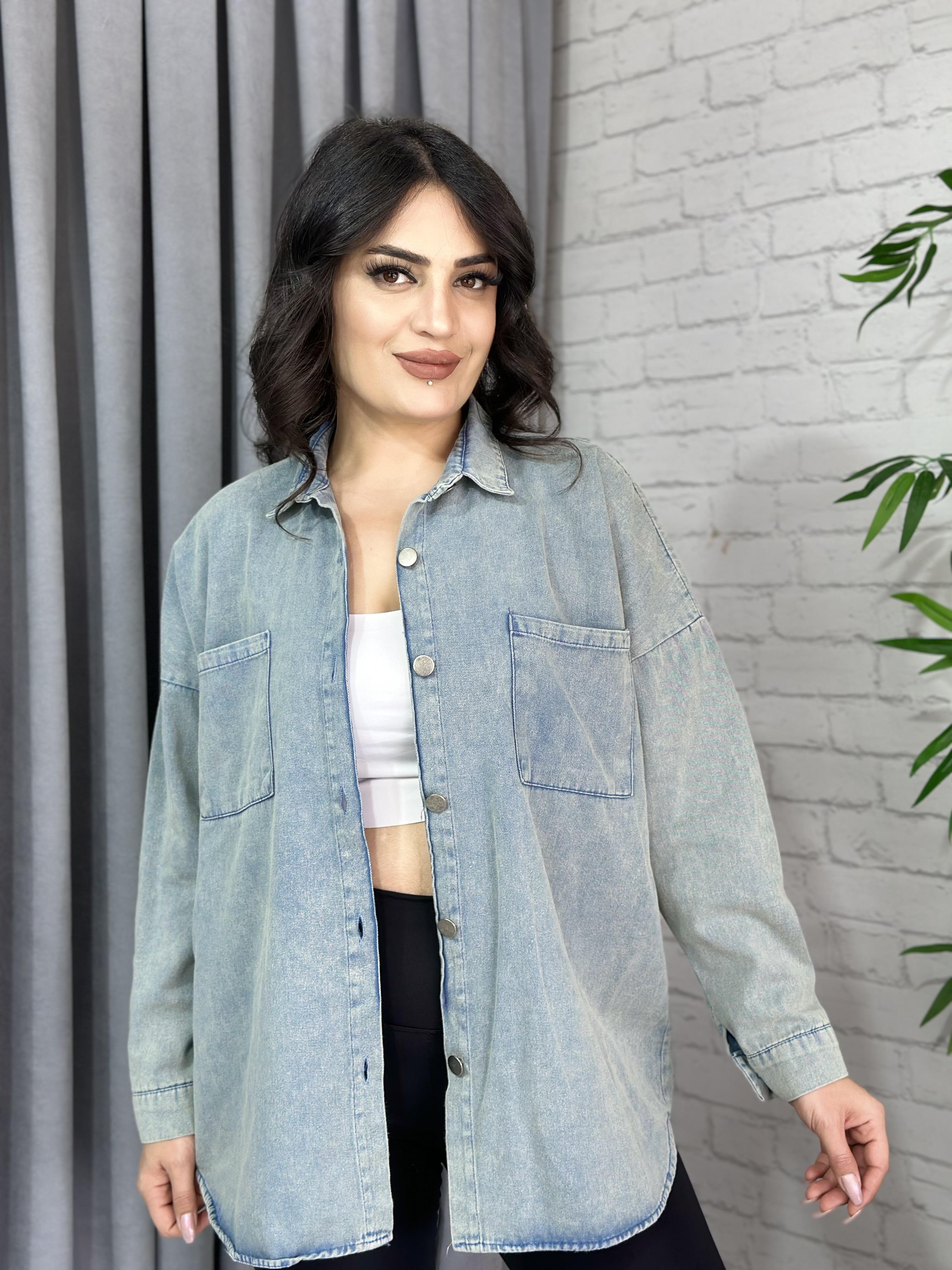 Mavi Çift Cepli Pamuklu Gabardin Gömlek