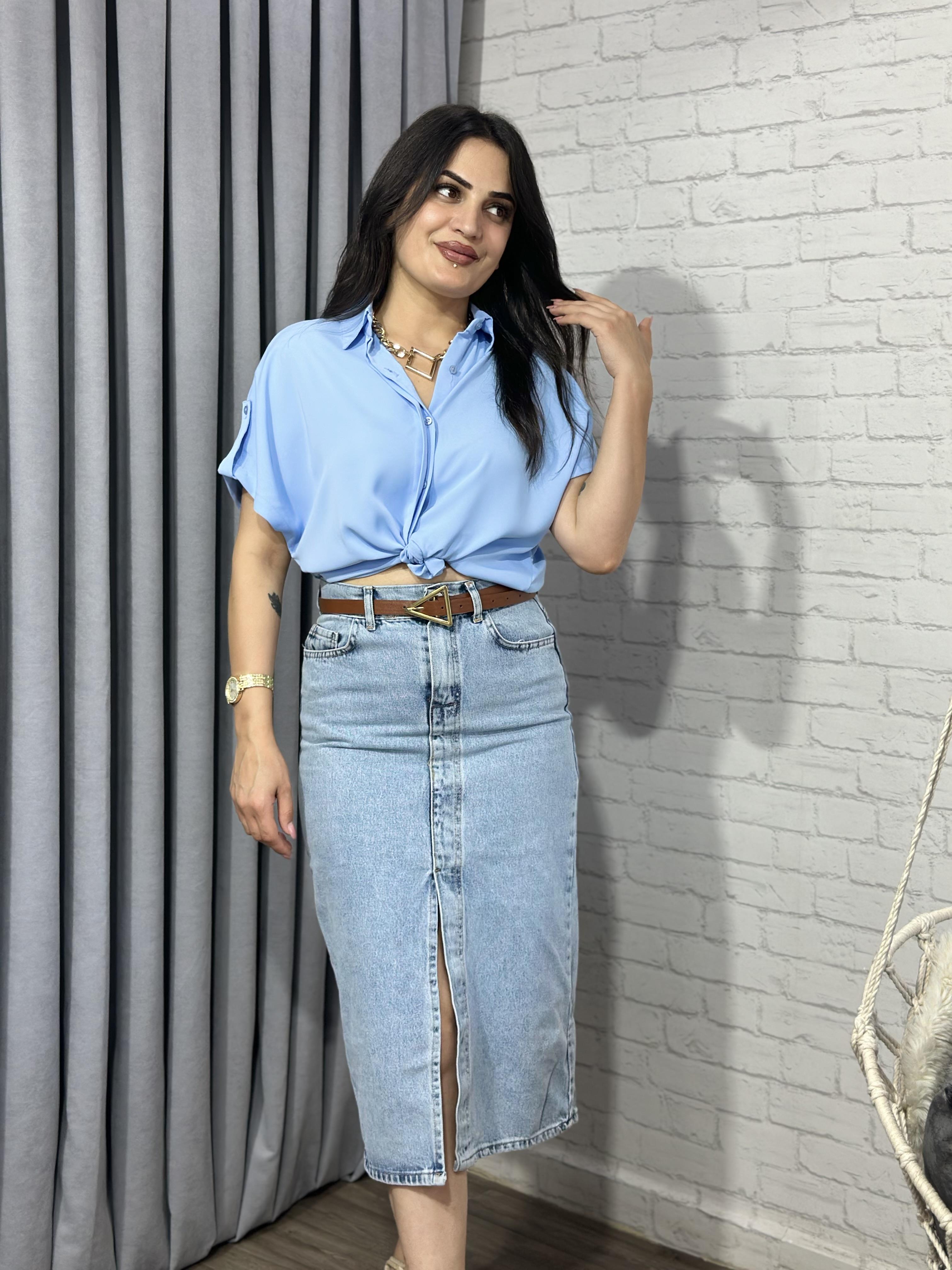 Mavi Jean Yırtmaçlı tek 