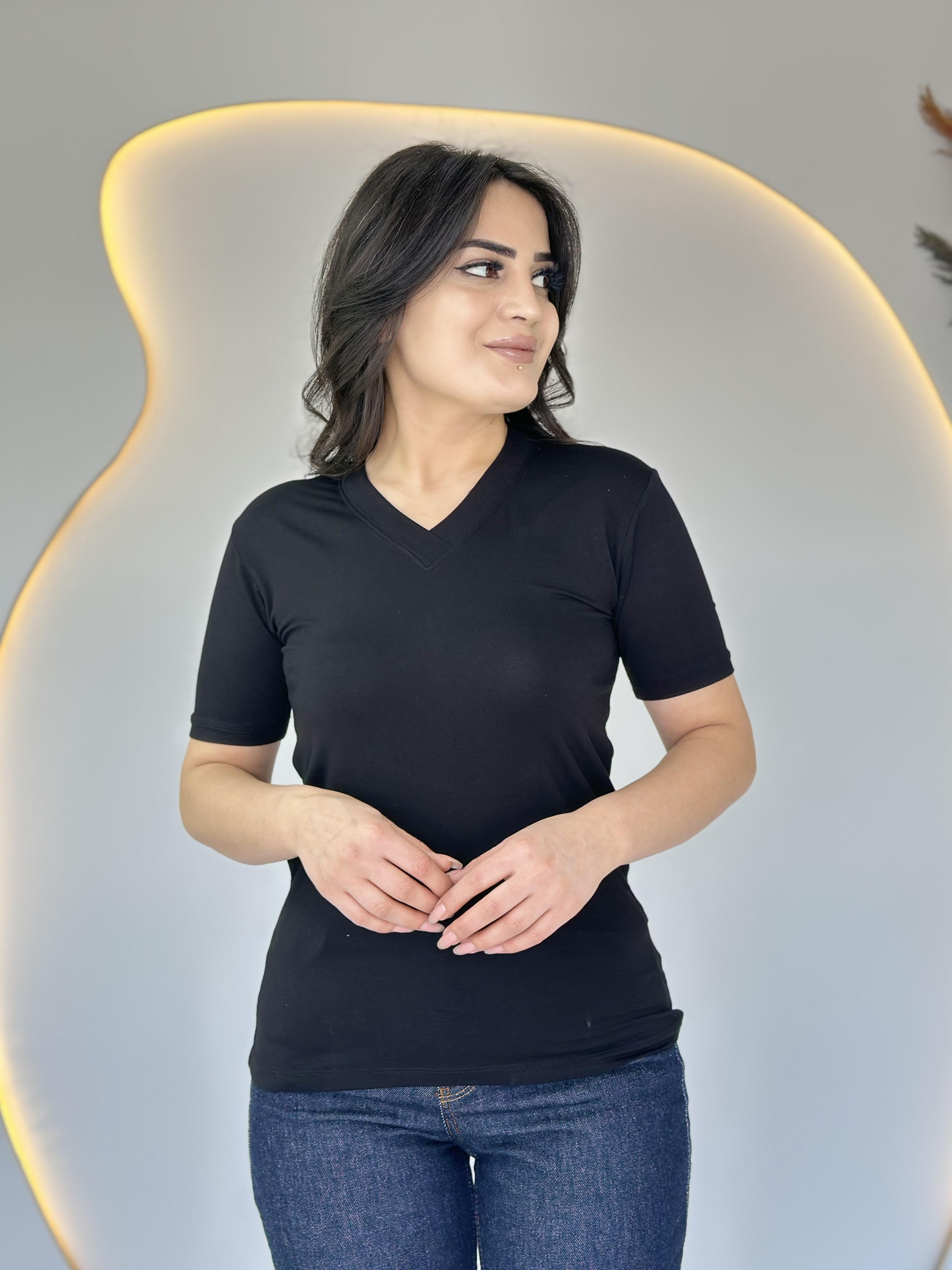 May Siyah V Yaka Basic Tshirt D031