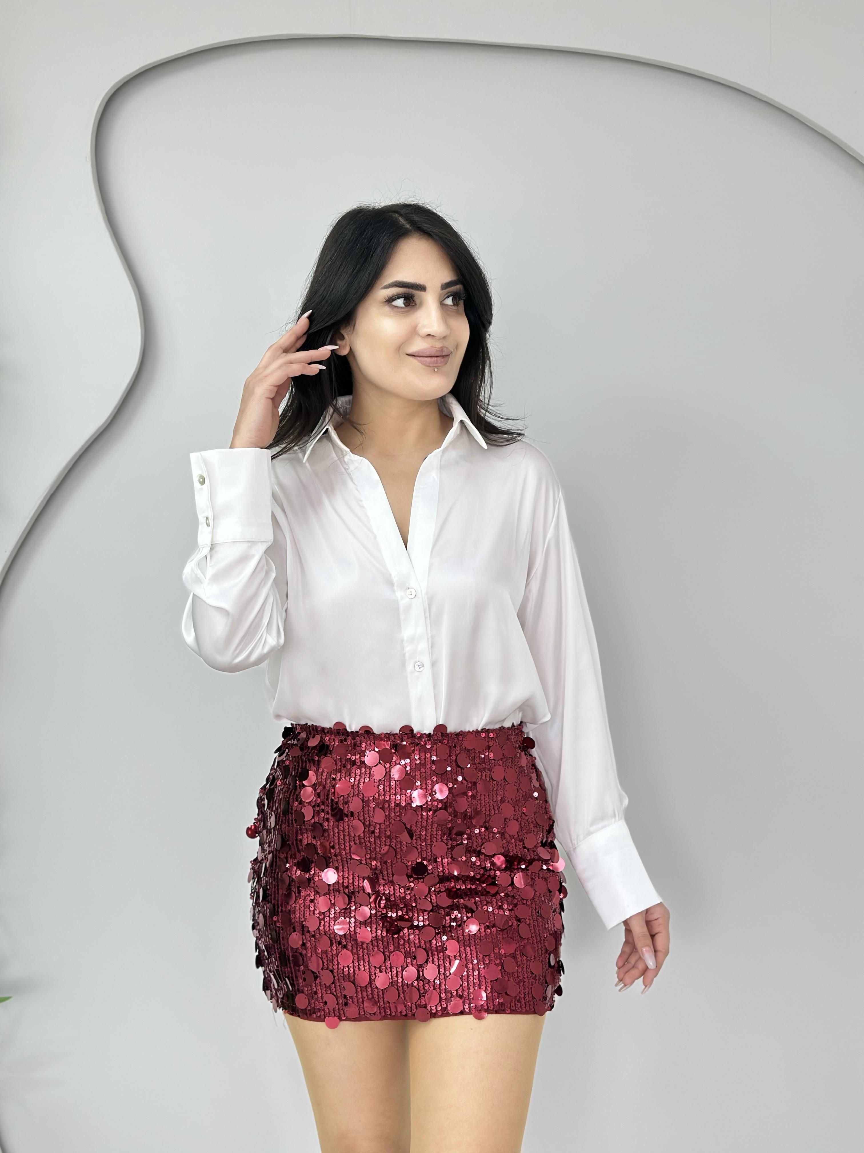 Mellin Bordo Orj Marka Pullu Mini Etek A333