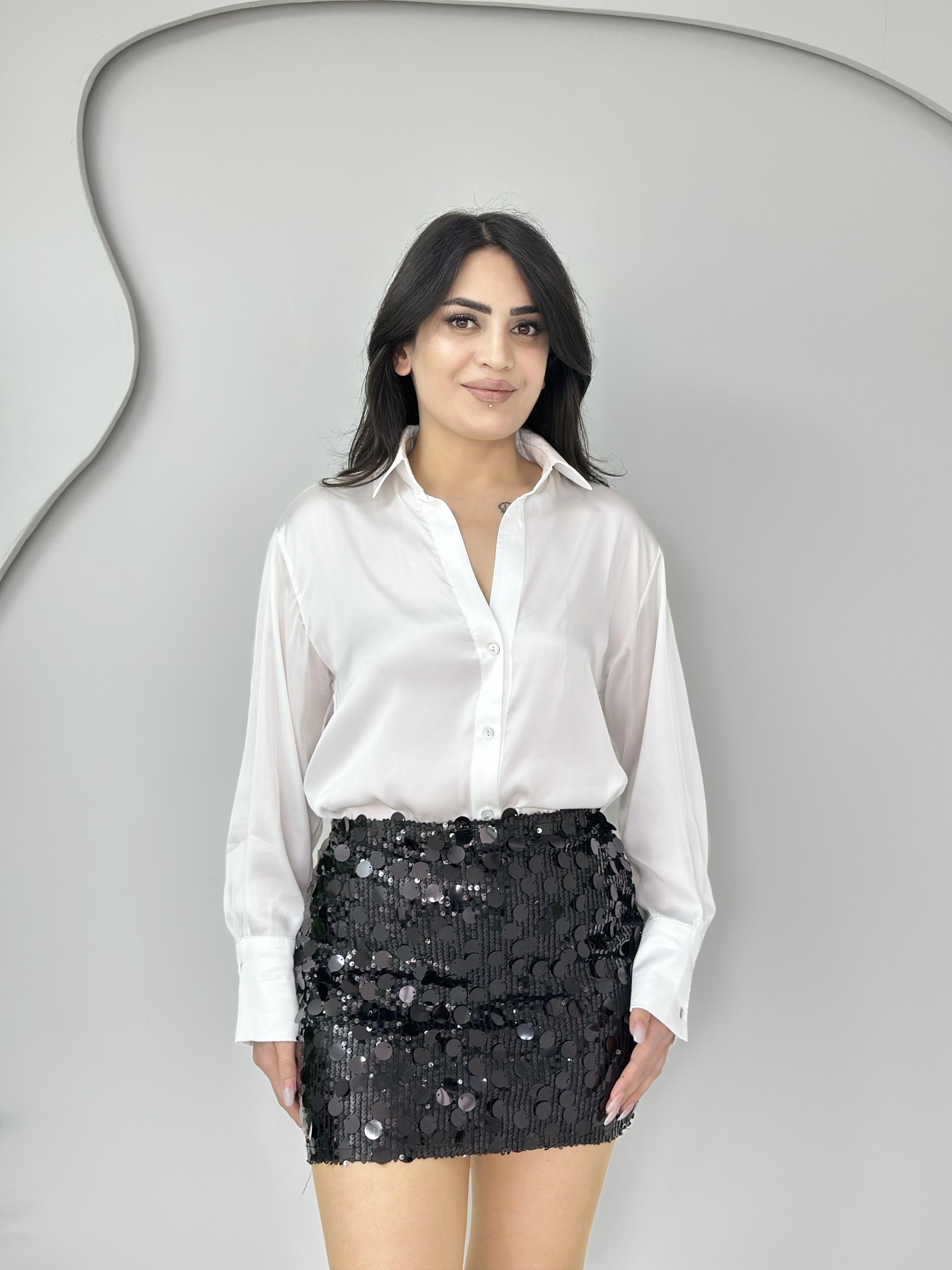 Mellin Siyah Orj Marka Pullu Mini Etek A333