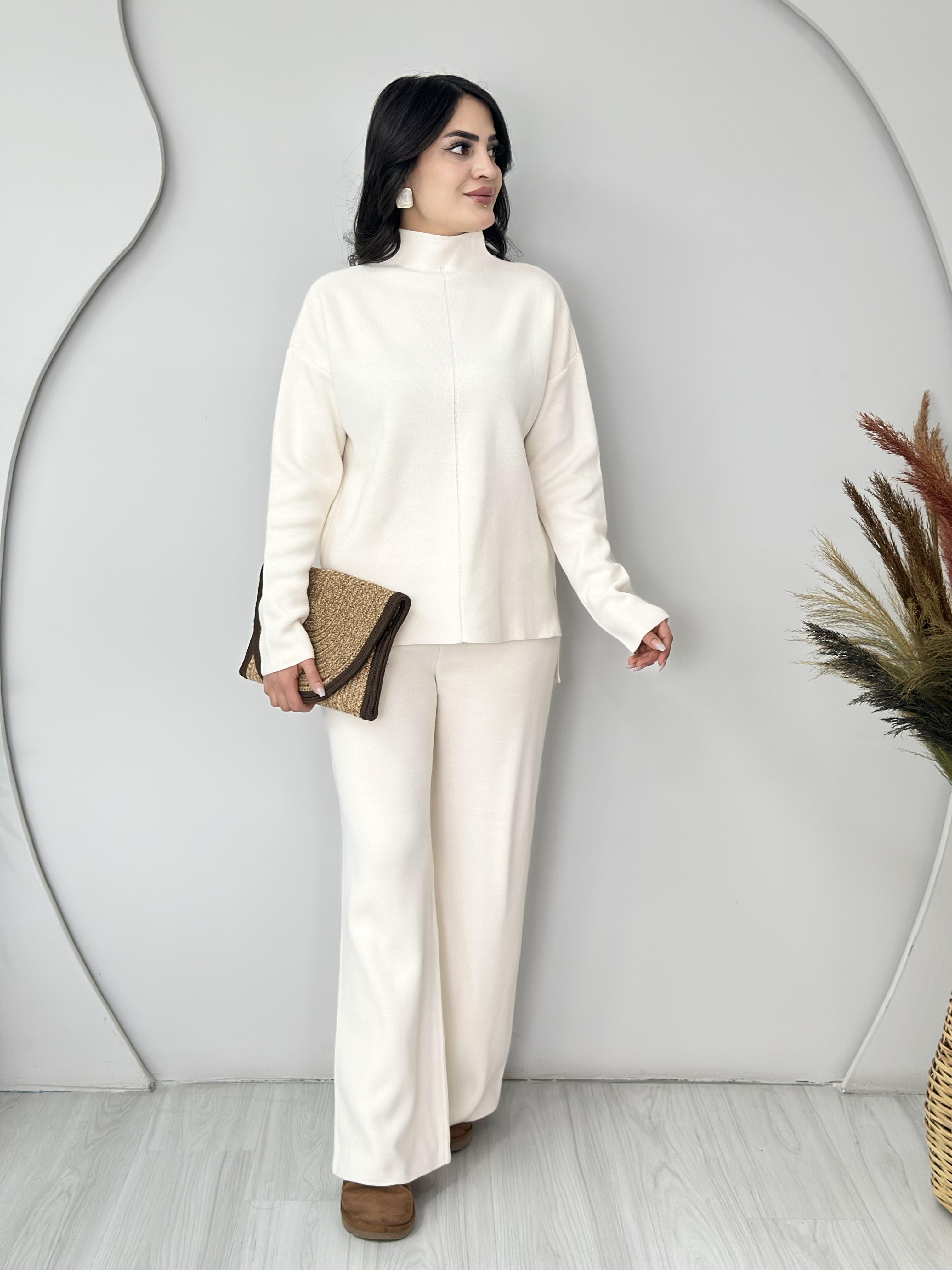 Mellow Ekru Balıkçı Yaka Orta Çizgi Takım C1215