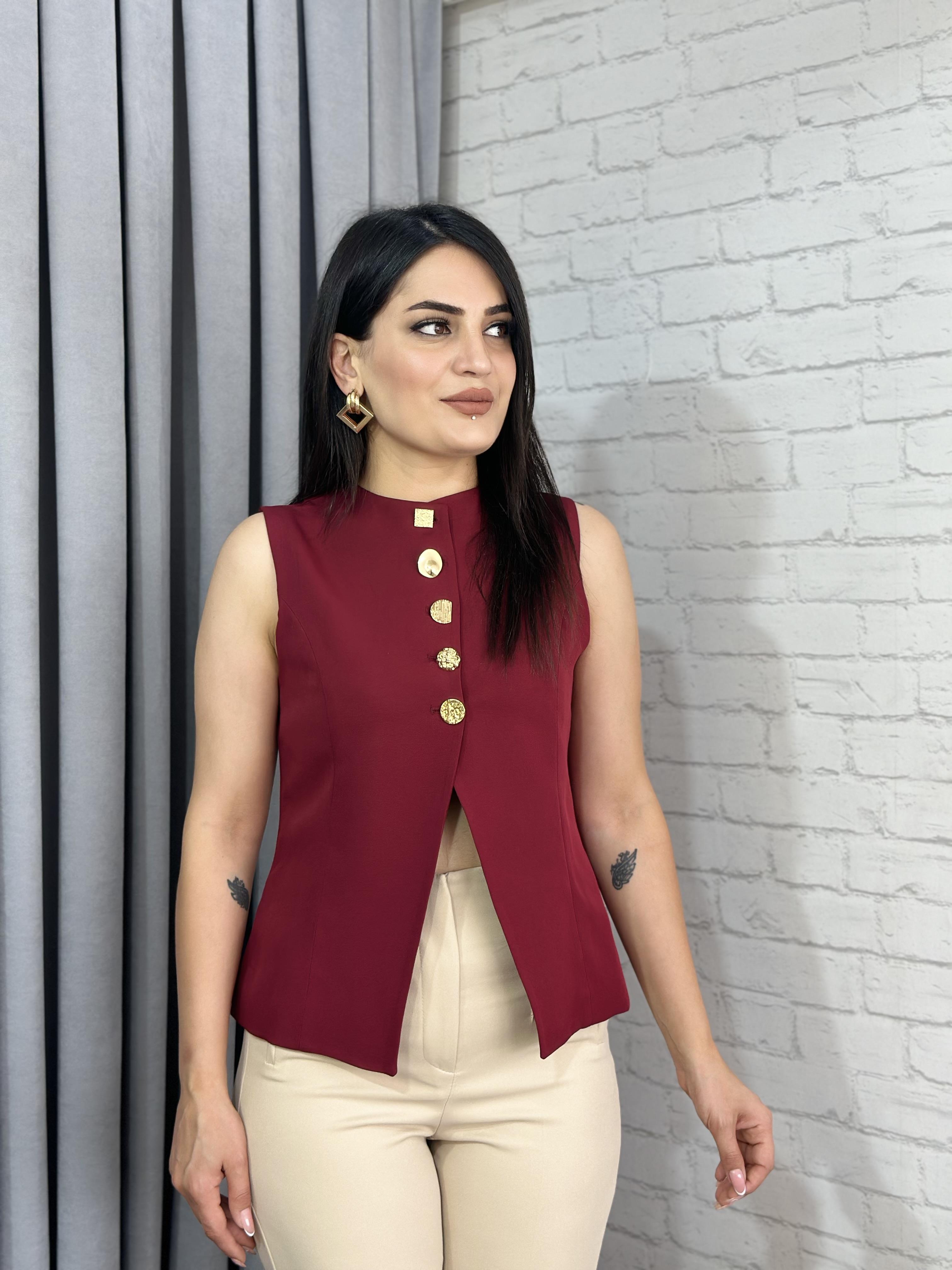 Mürdüm Gold Düğmeli Cepken  Yelek 