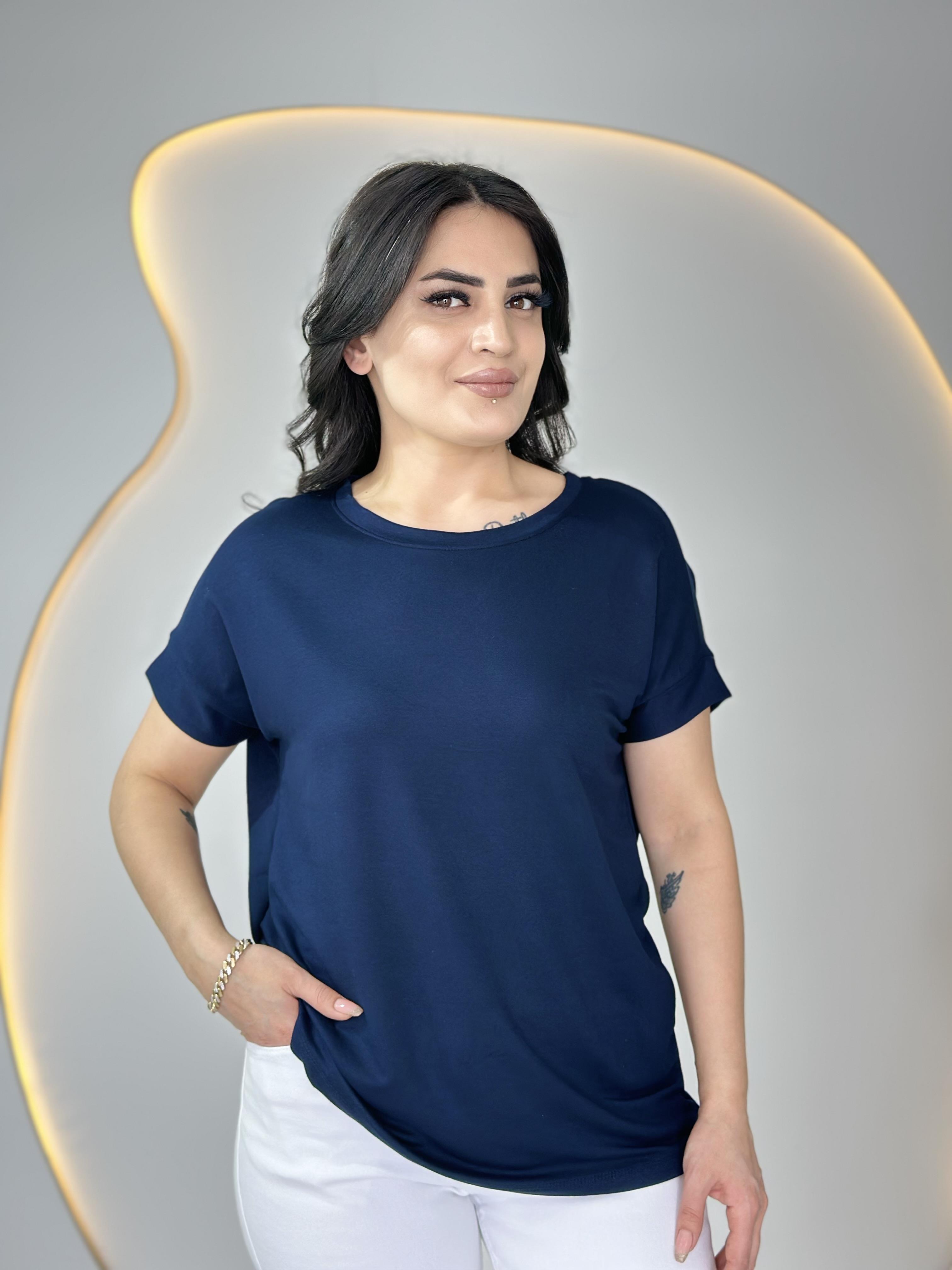 Nice Lacivert  Arkası Dantelli Viskon Bluz D021