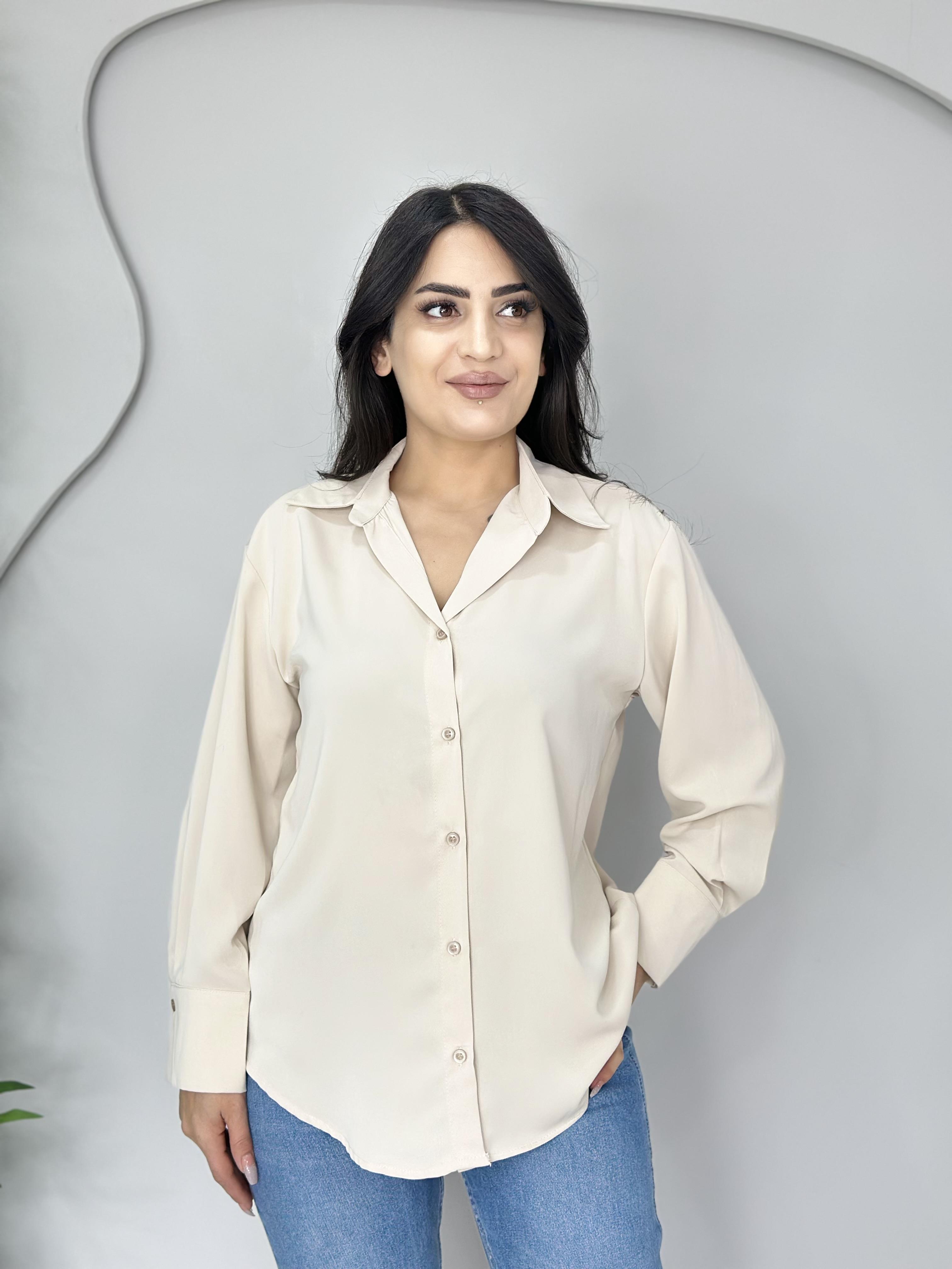 Nihle Bej Lüx Kalite Sedef Düğmeli Gömlek A1111