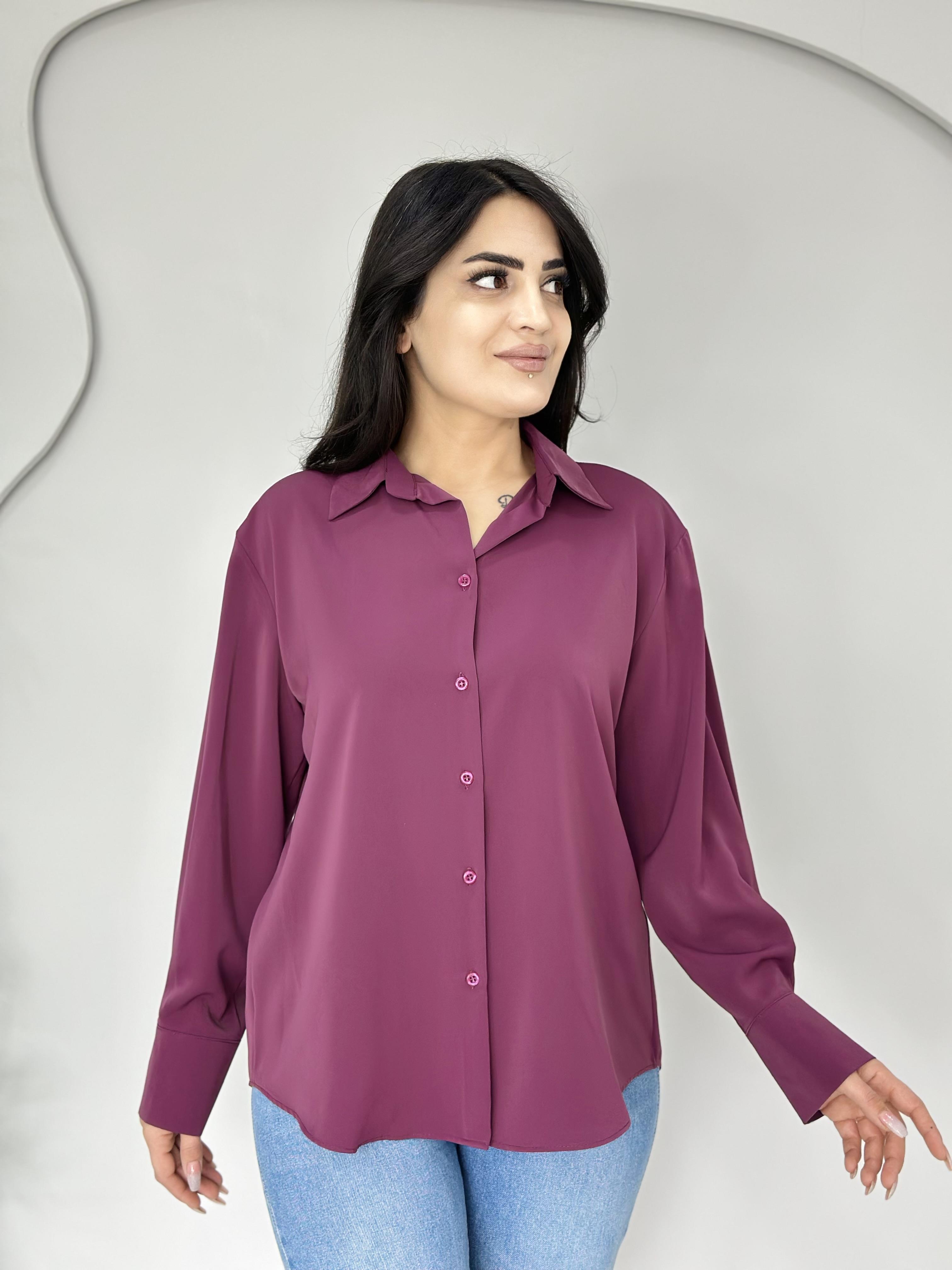 Nihle Mürdüm Lüx Kalite Sedef Düğmeli Gömlek A1111