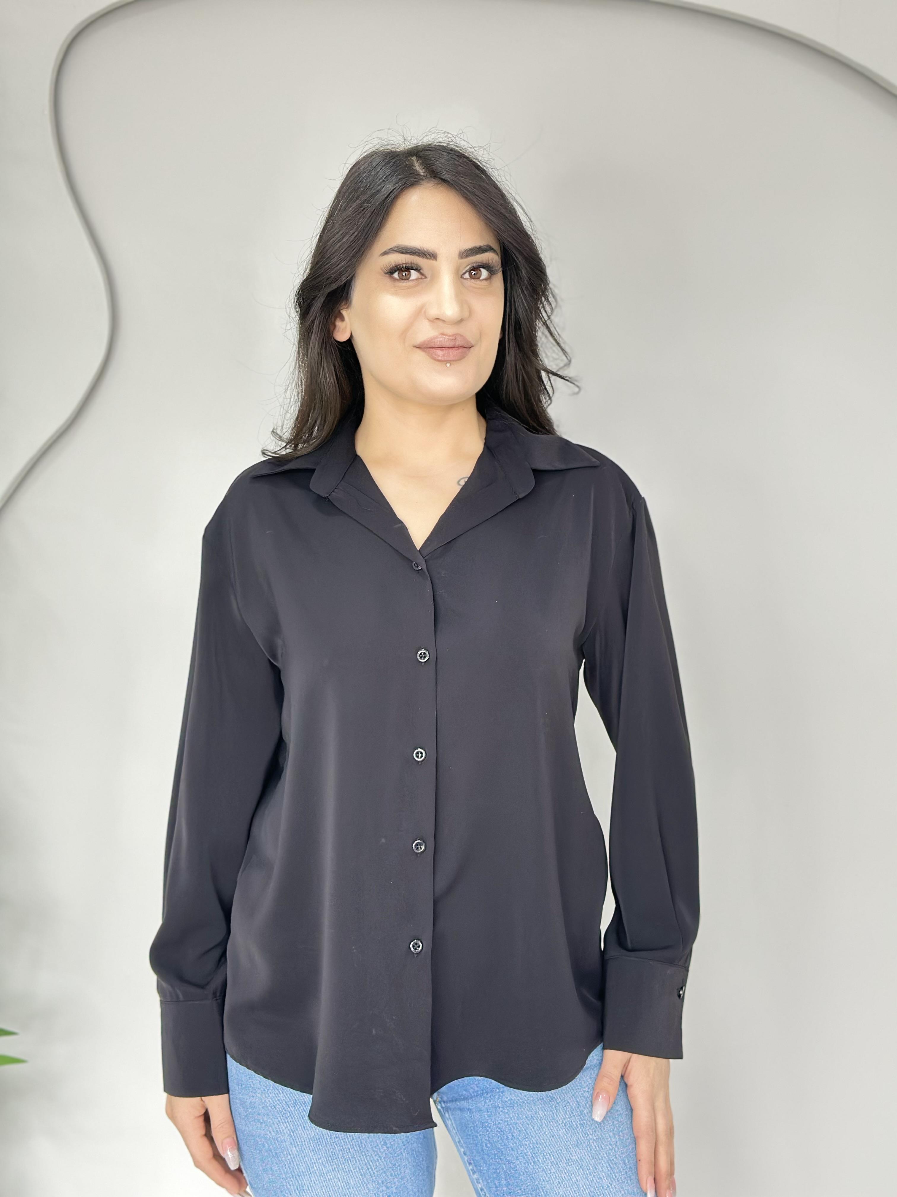 Nihle Siyah Lüx Kalite Sedef Düğmeli Gömlek A1111