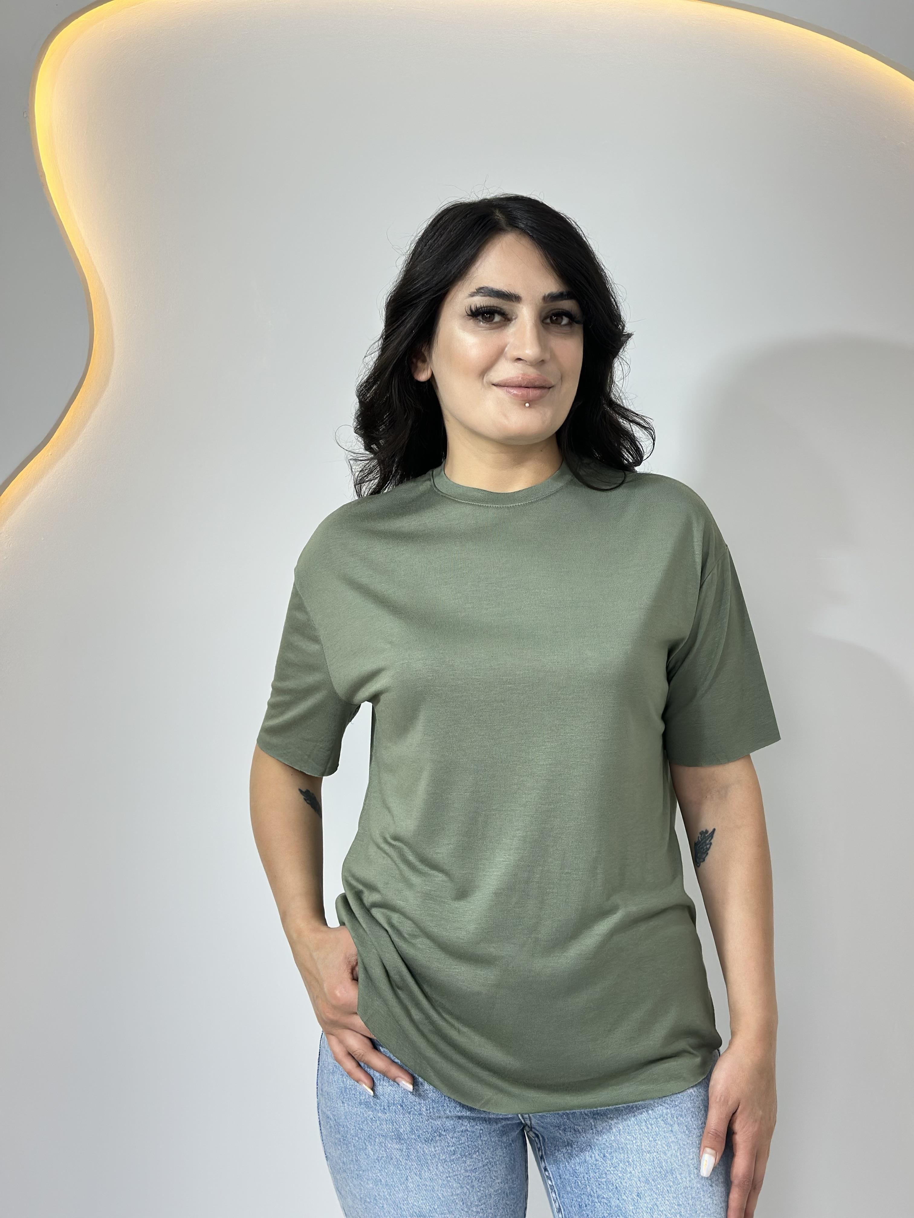 Nola Haki Bisiklet Yaka Lazer Kesim Modal Kumaş Orijinal Tshirt A052