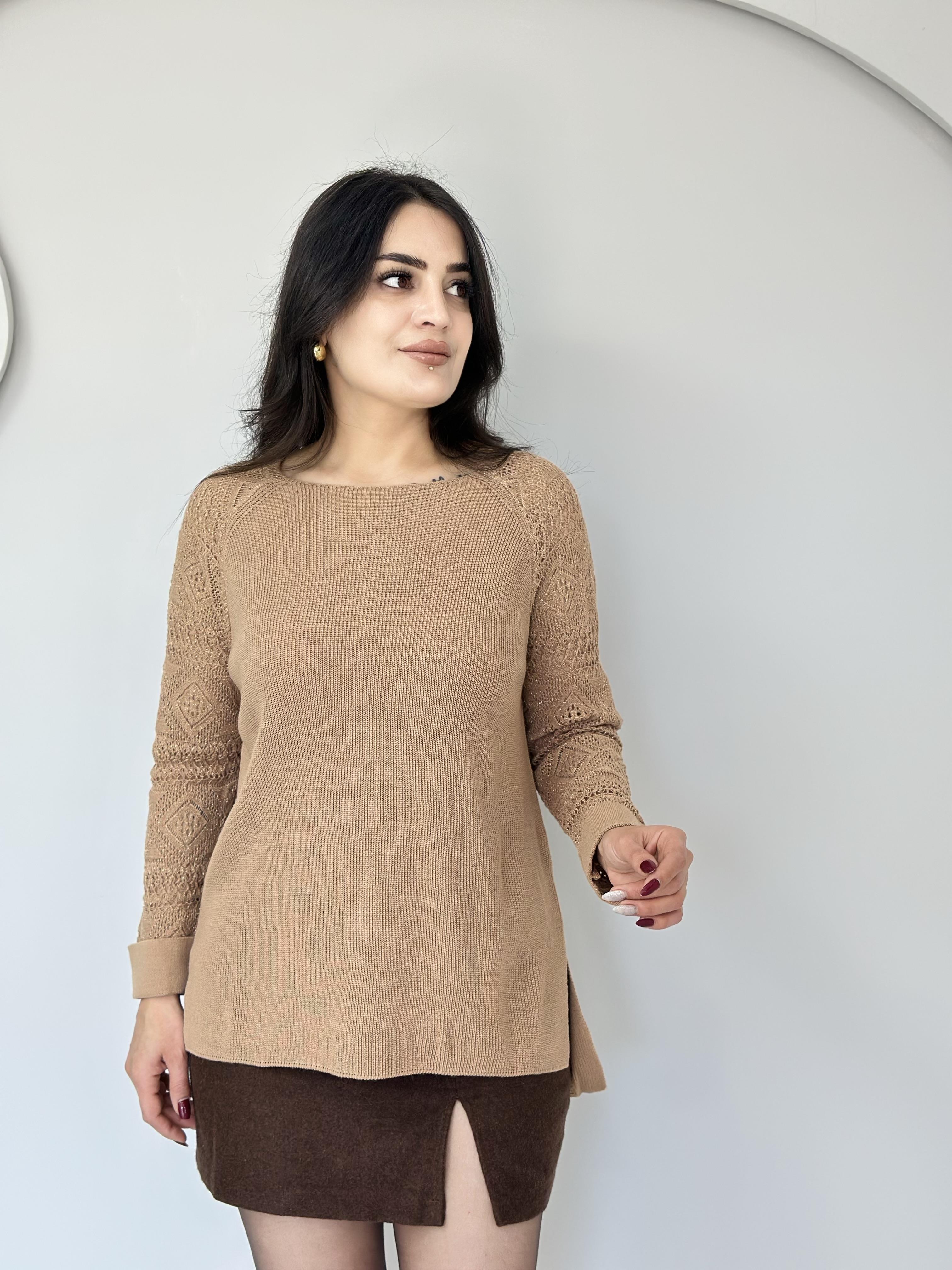 Oliva Camel Bisiklet Yaka Örgü Kollu Triko Kazak A007