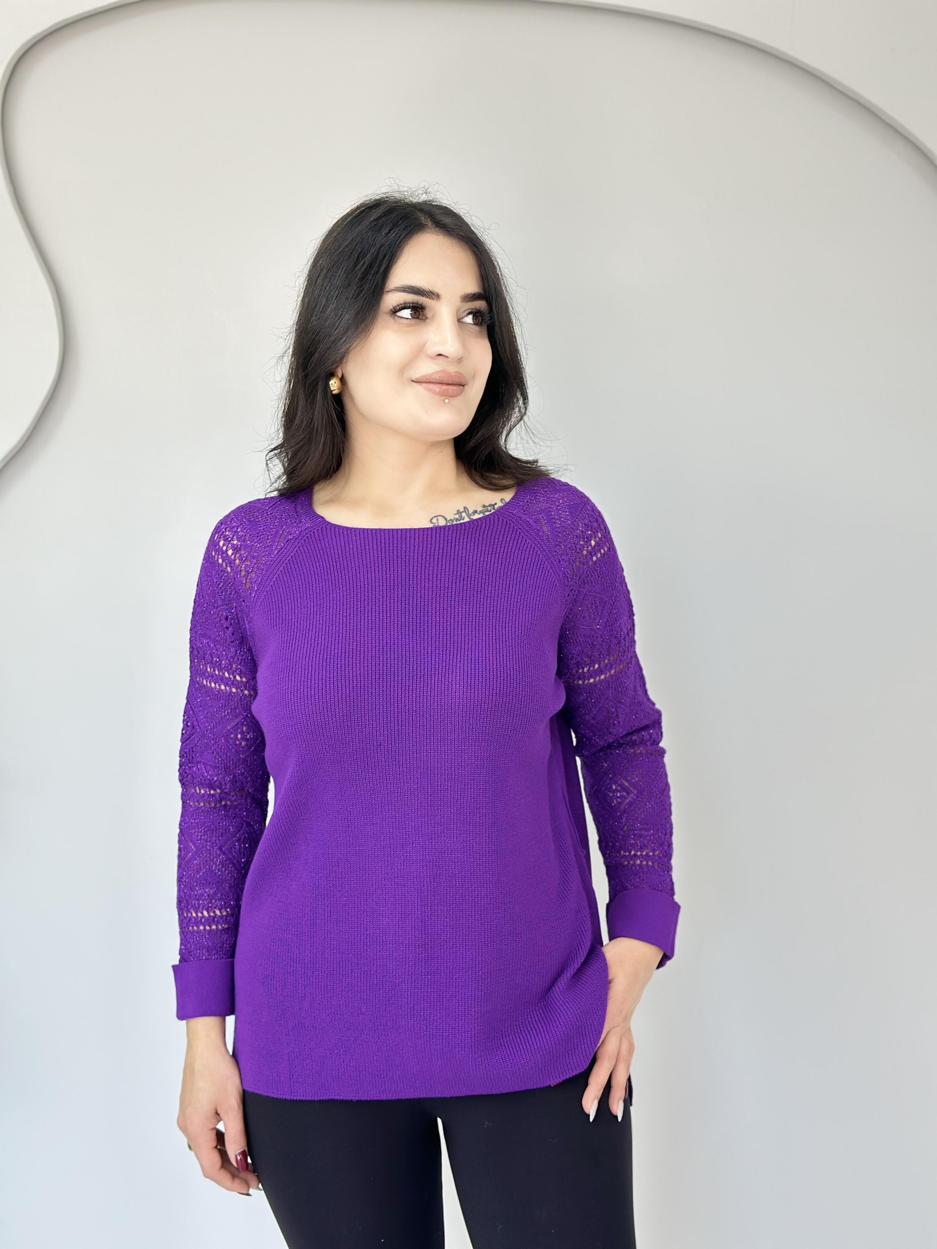 Oliva Mor Bisiklet Yaka Örgü Kollu Triko Kazak A006