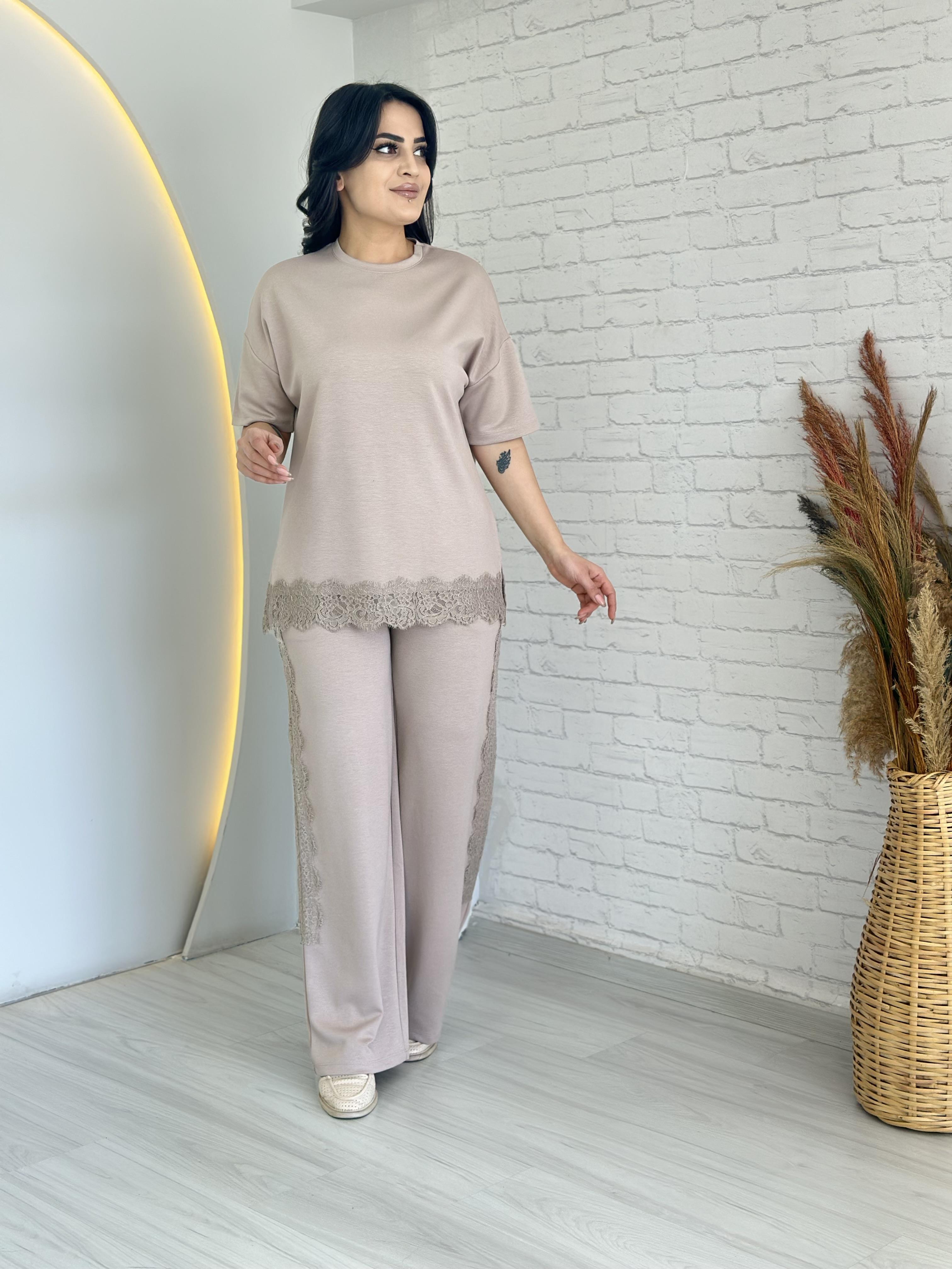 Otis Bej Dantel Detaylı Beli Lastikli Modal İkili Takım D036