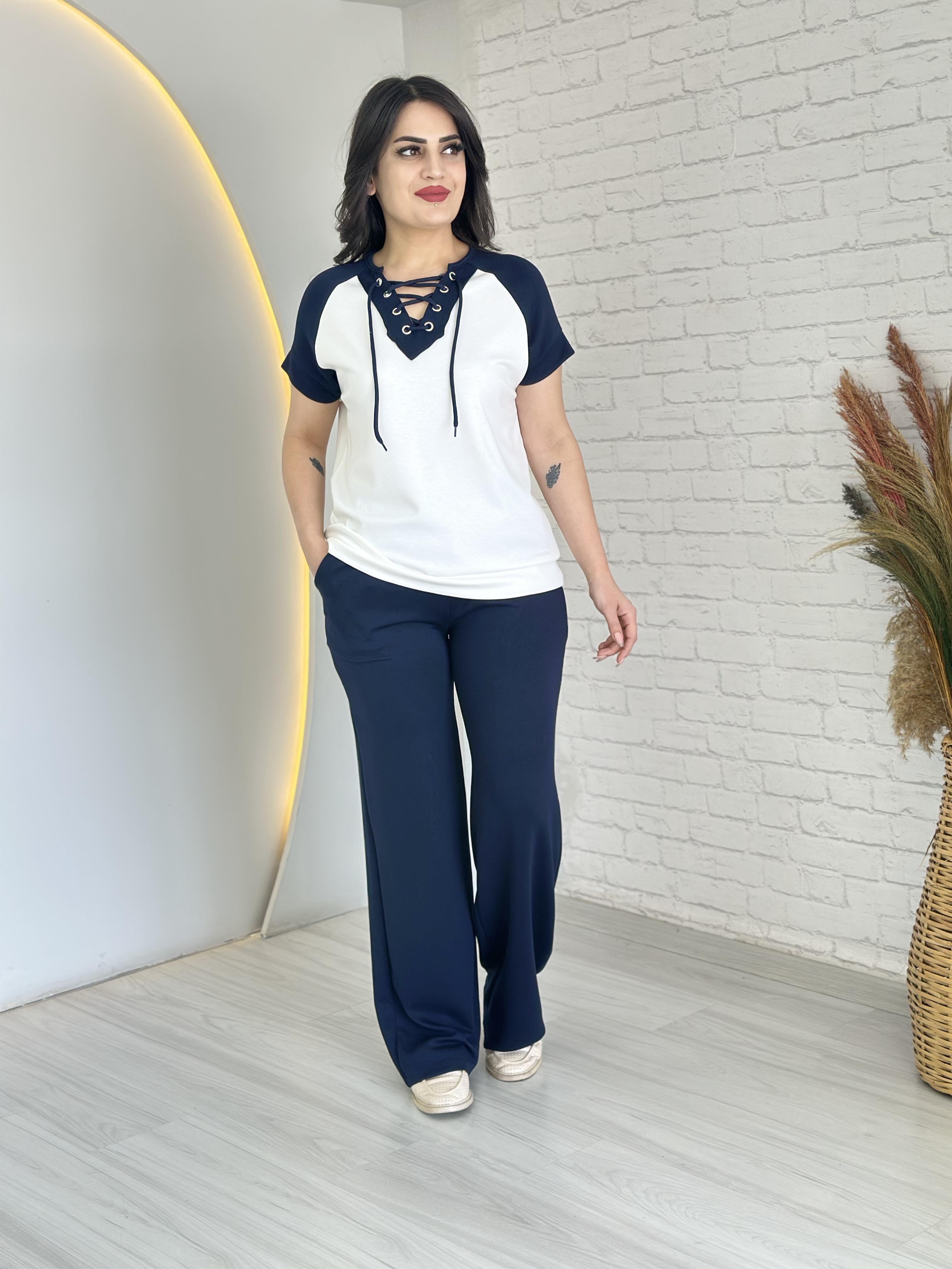 Palge Lacivert Detaylı Bağçıklı İkili Takım D027