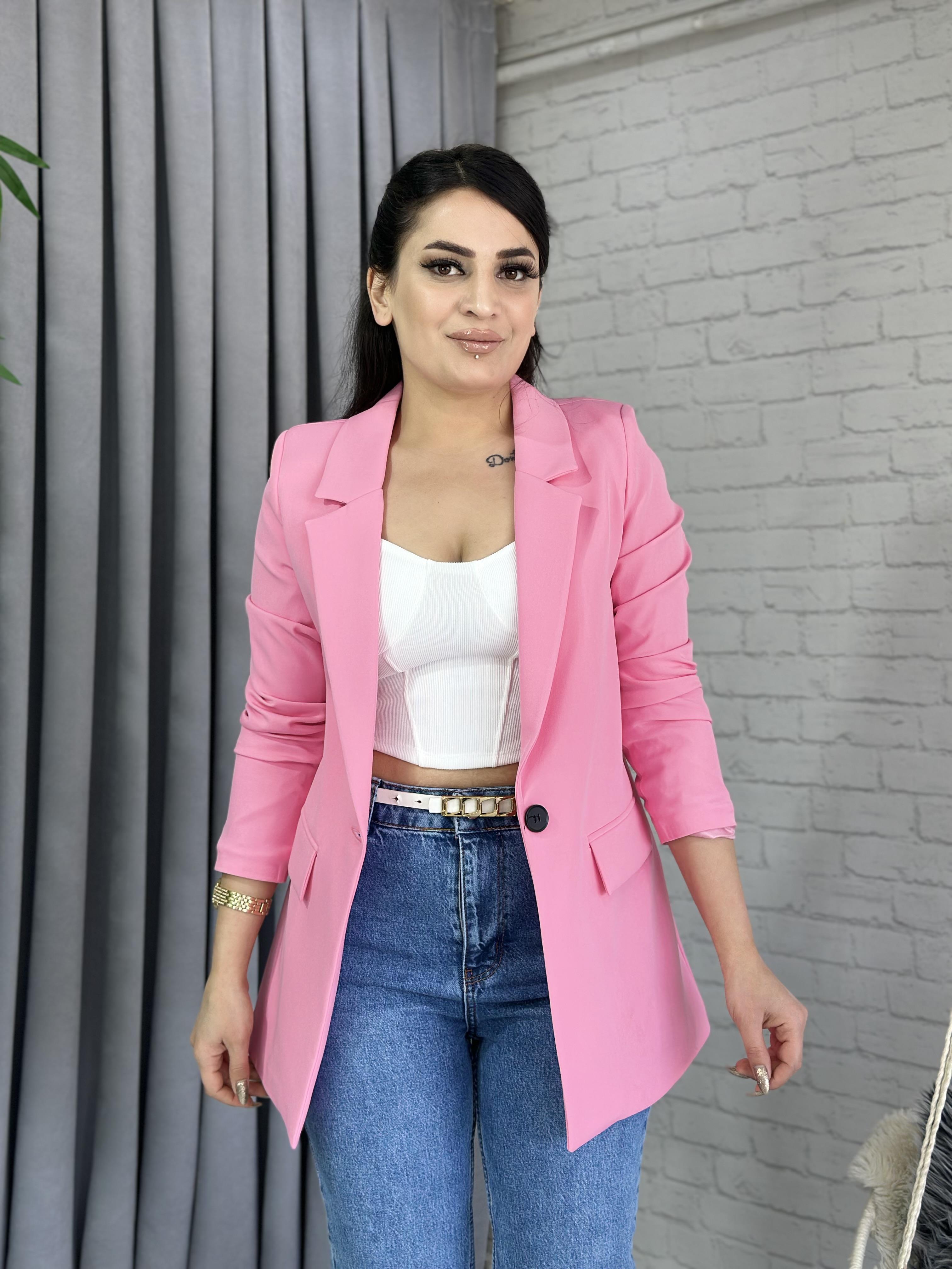 Pembe  Atlas Tek Düğme Astarlı Ceket A021