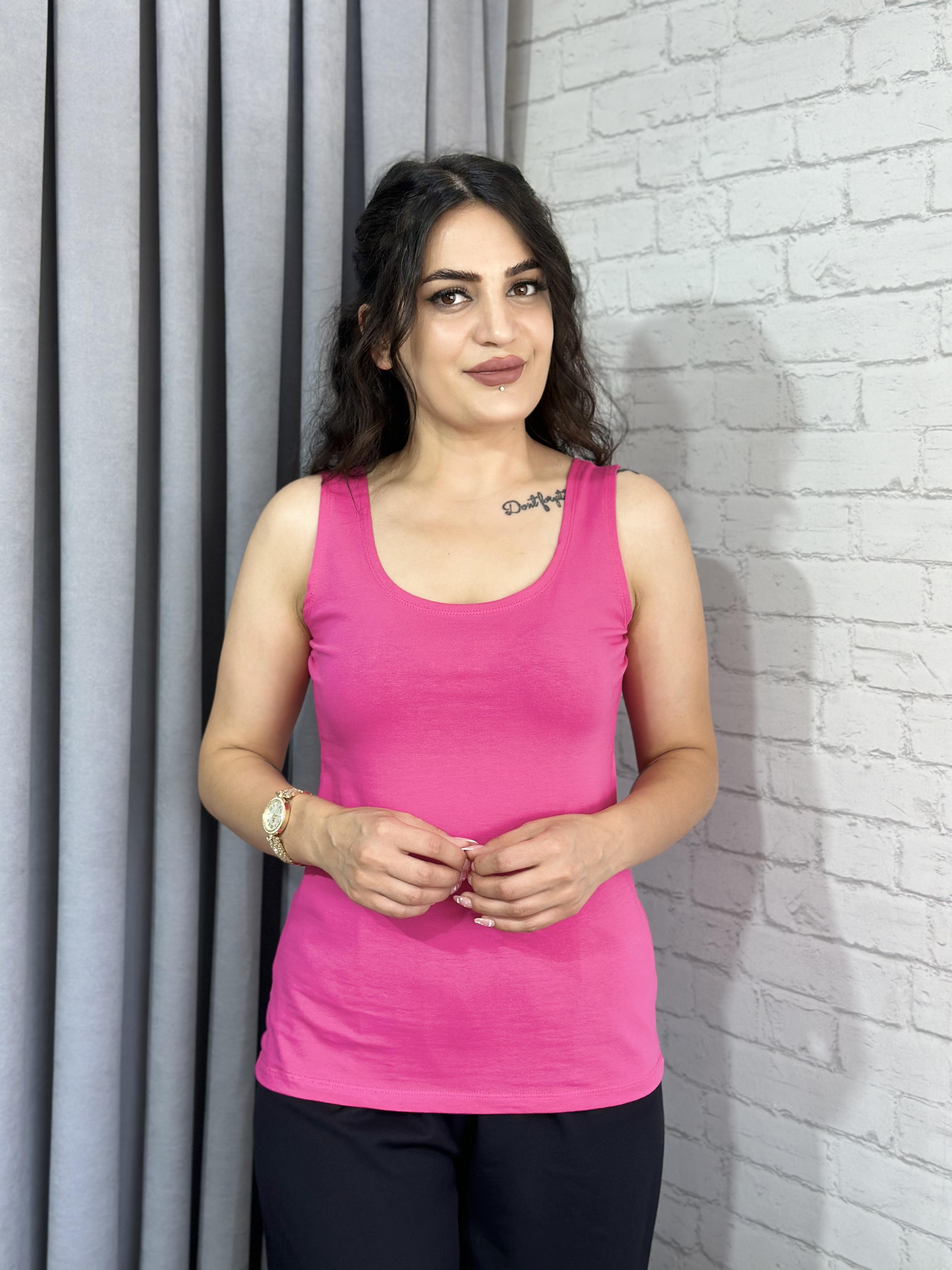 Pembe  Kare Yaka Pamuklu Uzun Atlet