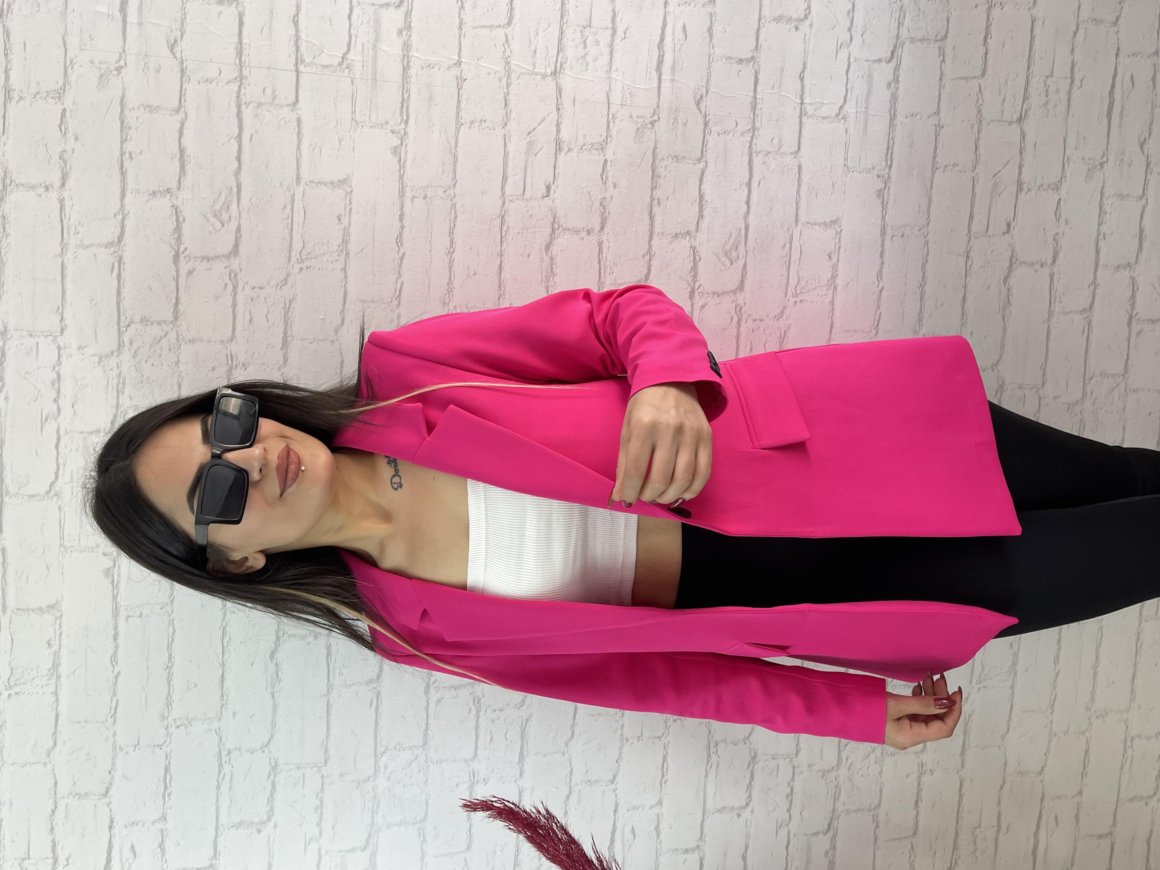 Pembe Tek Düğme Astarlı Blazer Ceket