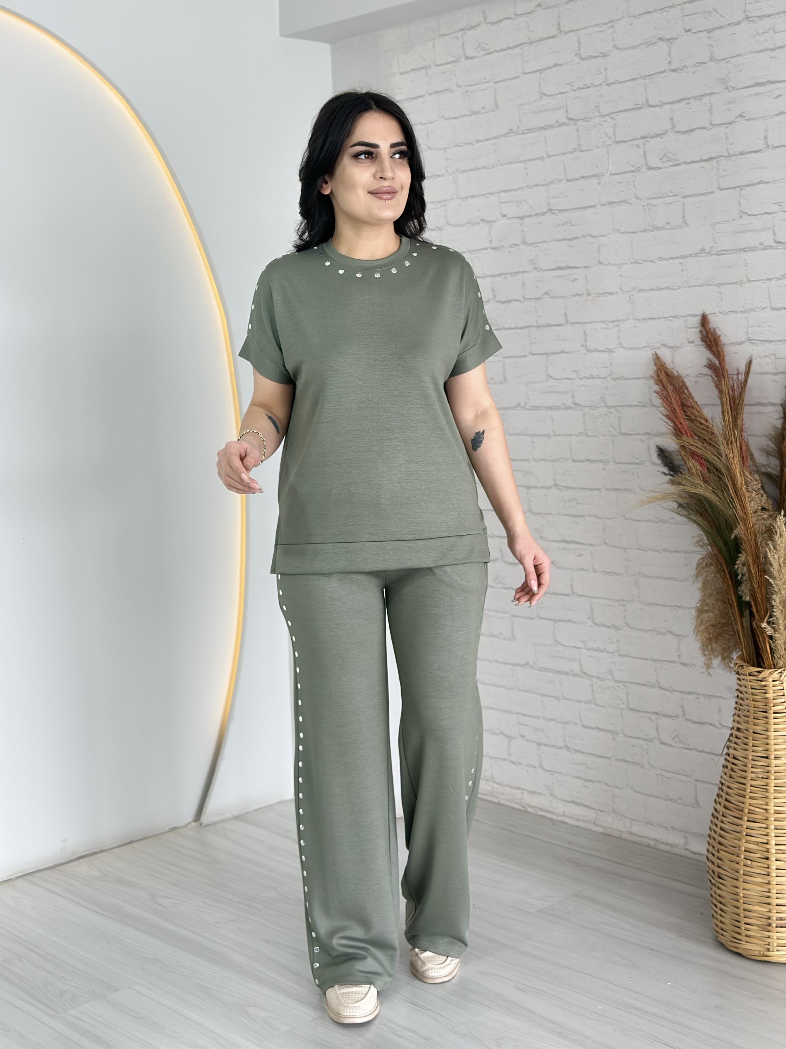 Pogi Mint Yeşili Bisiklet Yaka Çıtçıt Detay Modal Alt Üst İkili Takım D023