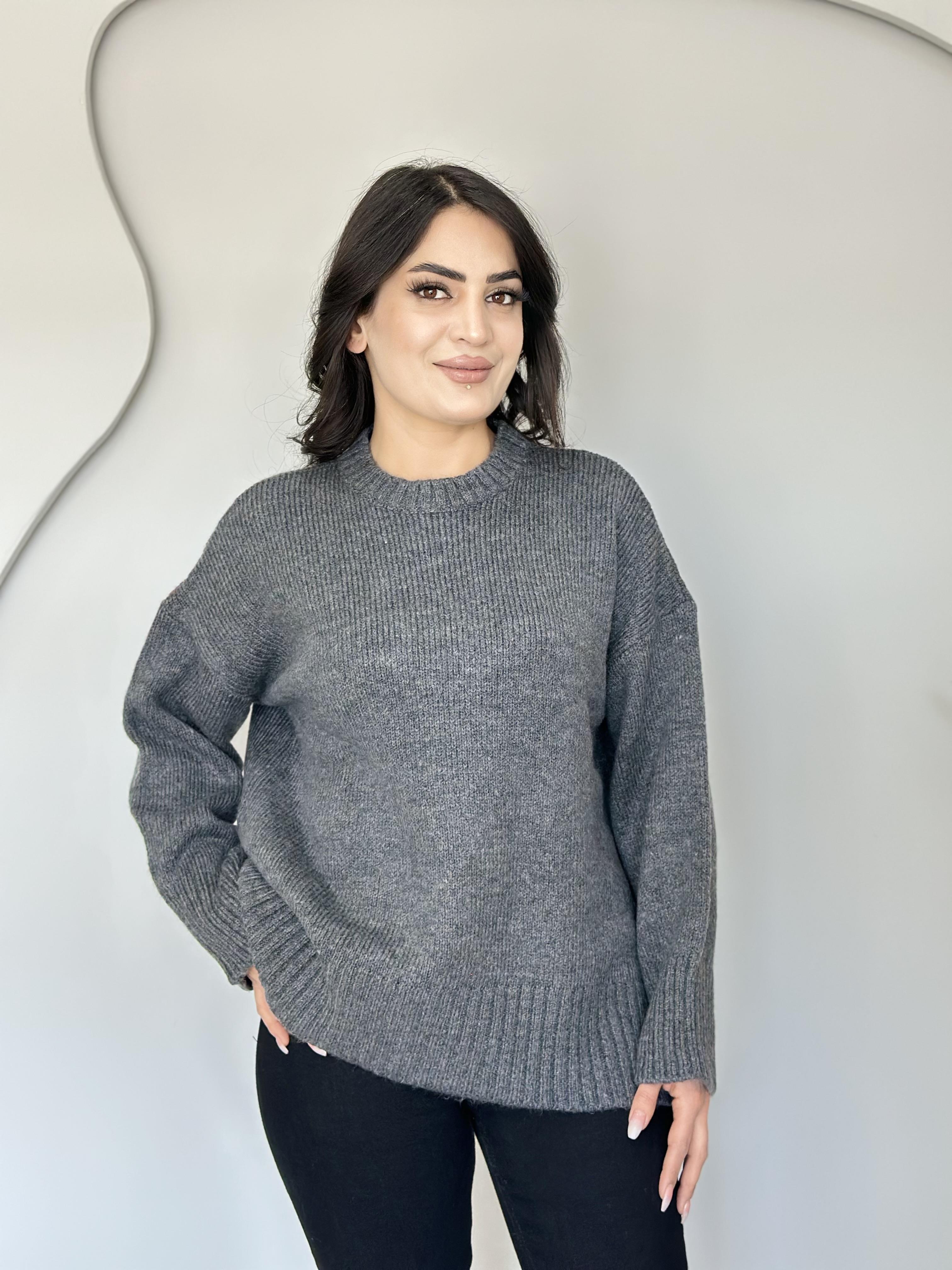 Ravya Füme Bisiklet Yaka BasicTriko Kazak E7474