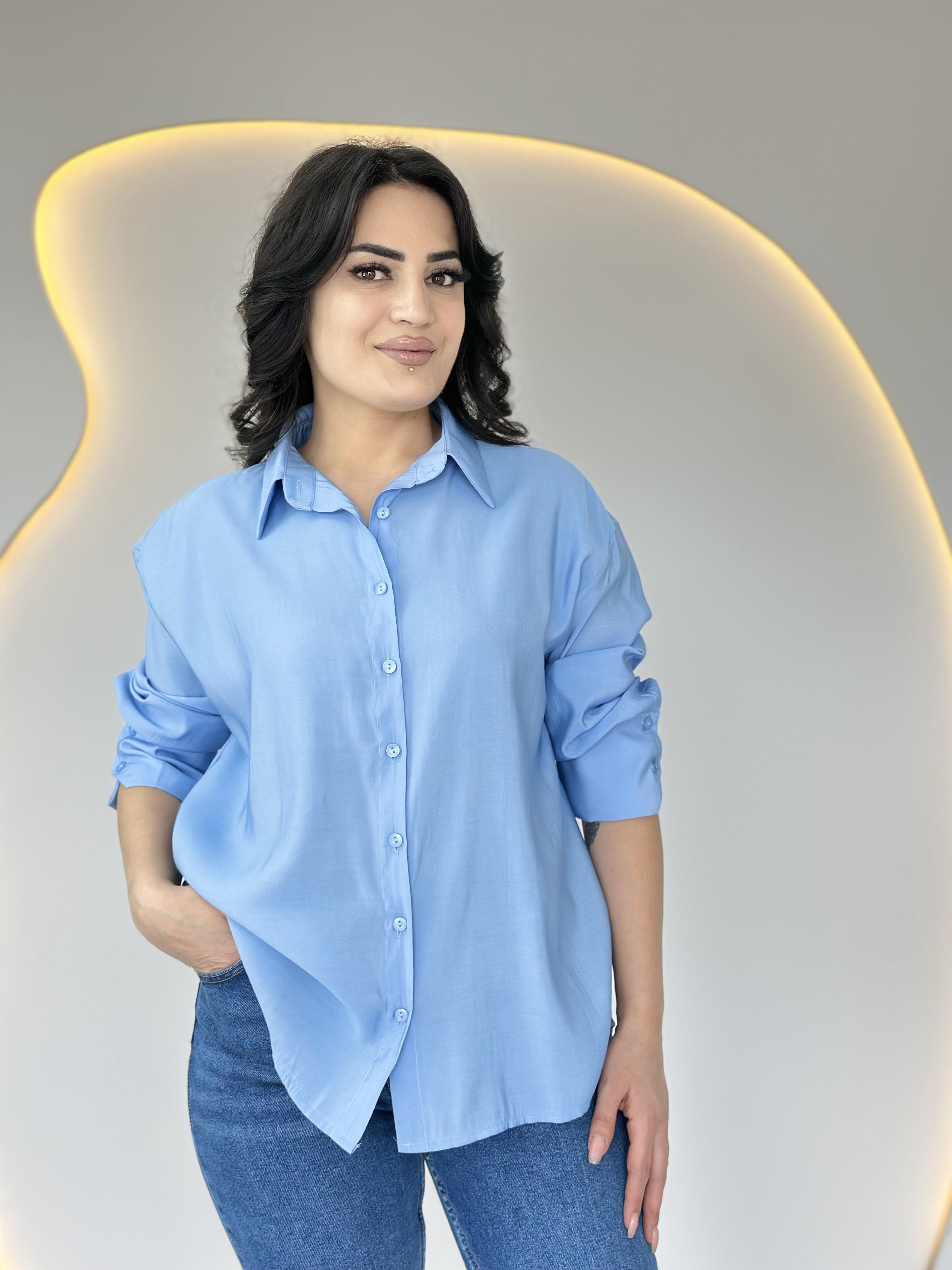 Rays Bebe Mavi Oversize Uzun Kollu Basic Gömlek D053